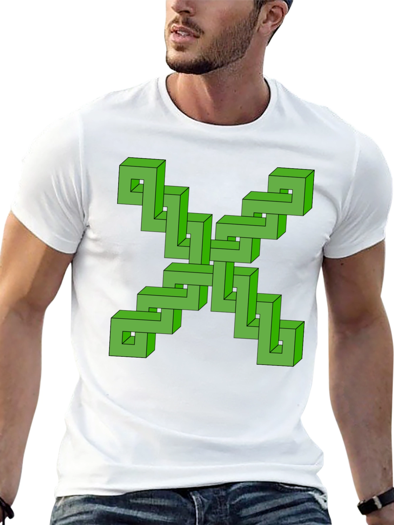 Optical Illusion Graphic Tee - Impossible Shape Design