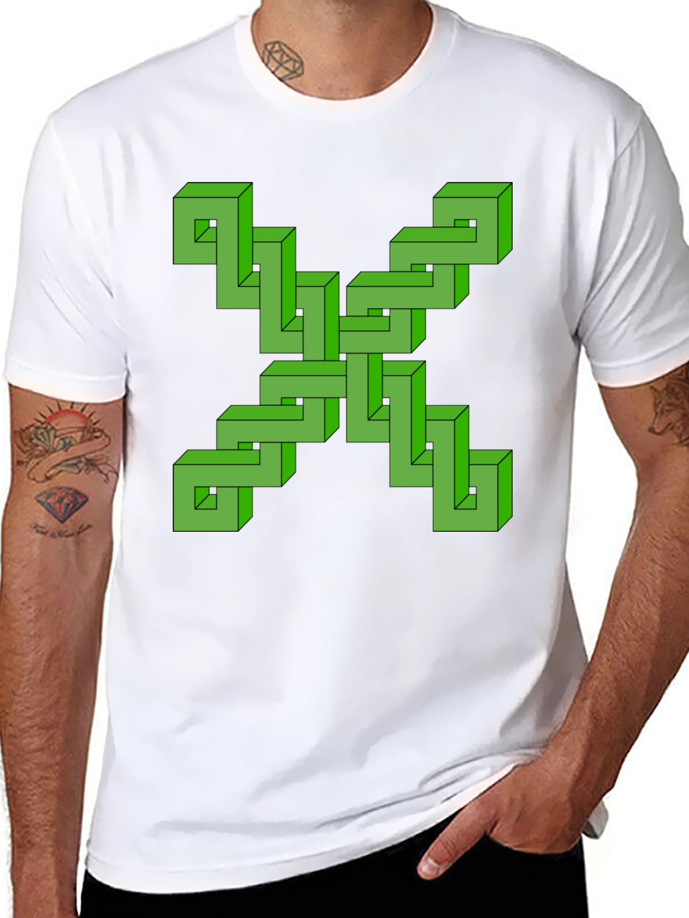Optical Illusion Graphic Tee - Impossible Shape Design