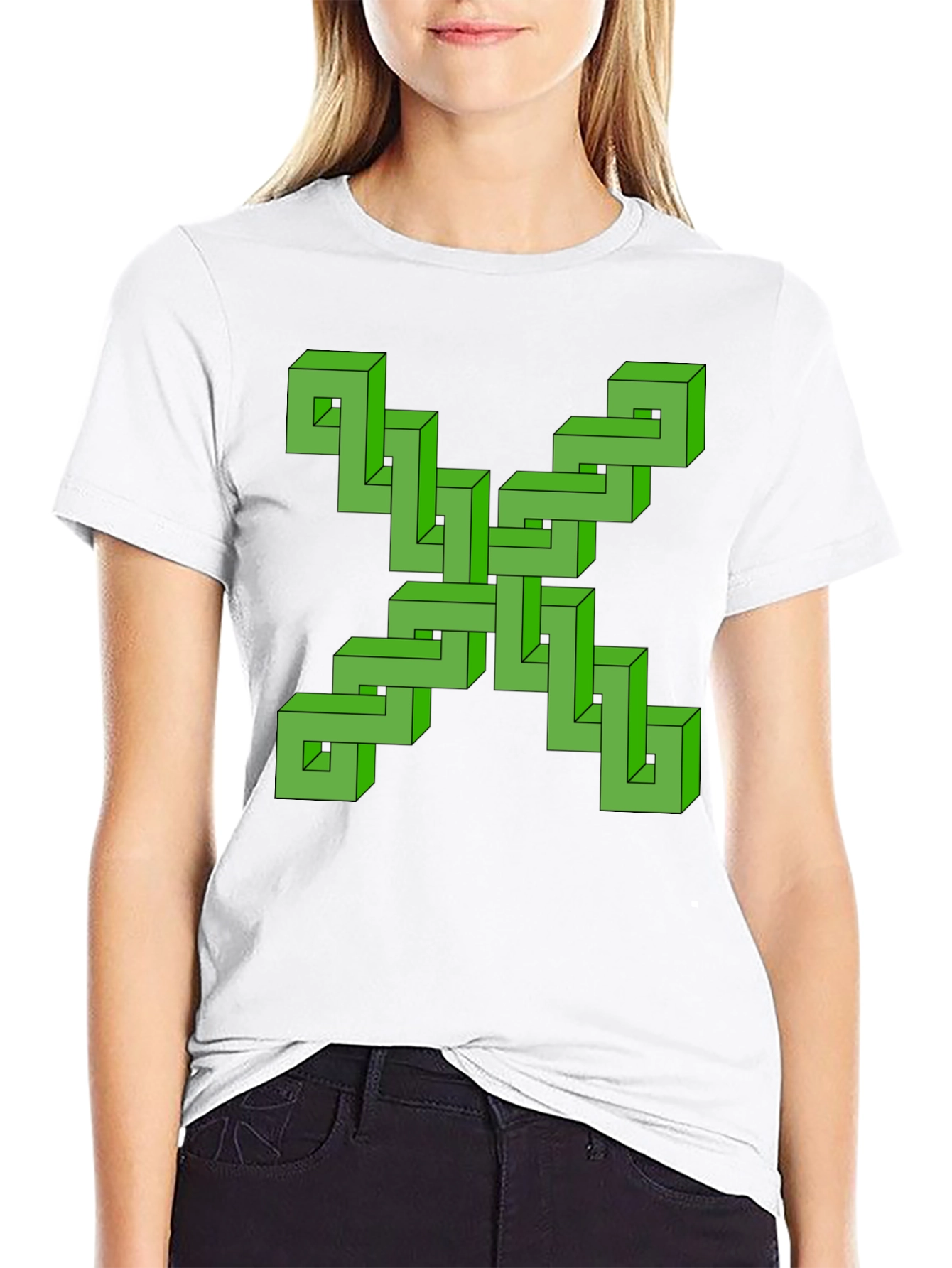 Optical Illusion Graphic Tee - Impossible Shape Design