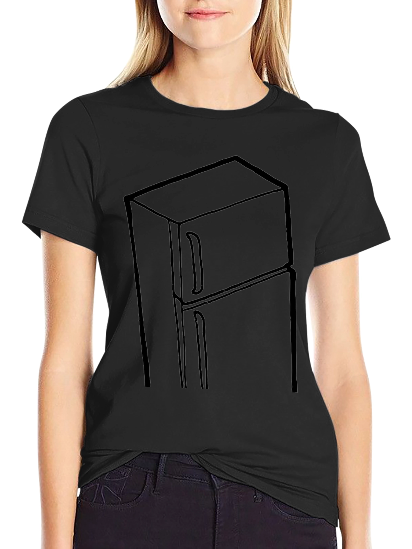 Refrigerator Outline Graphic Tee - Black