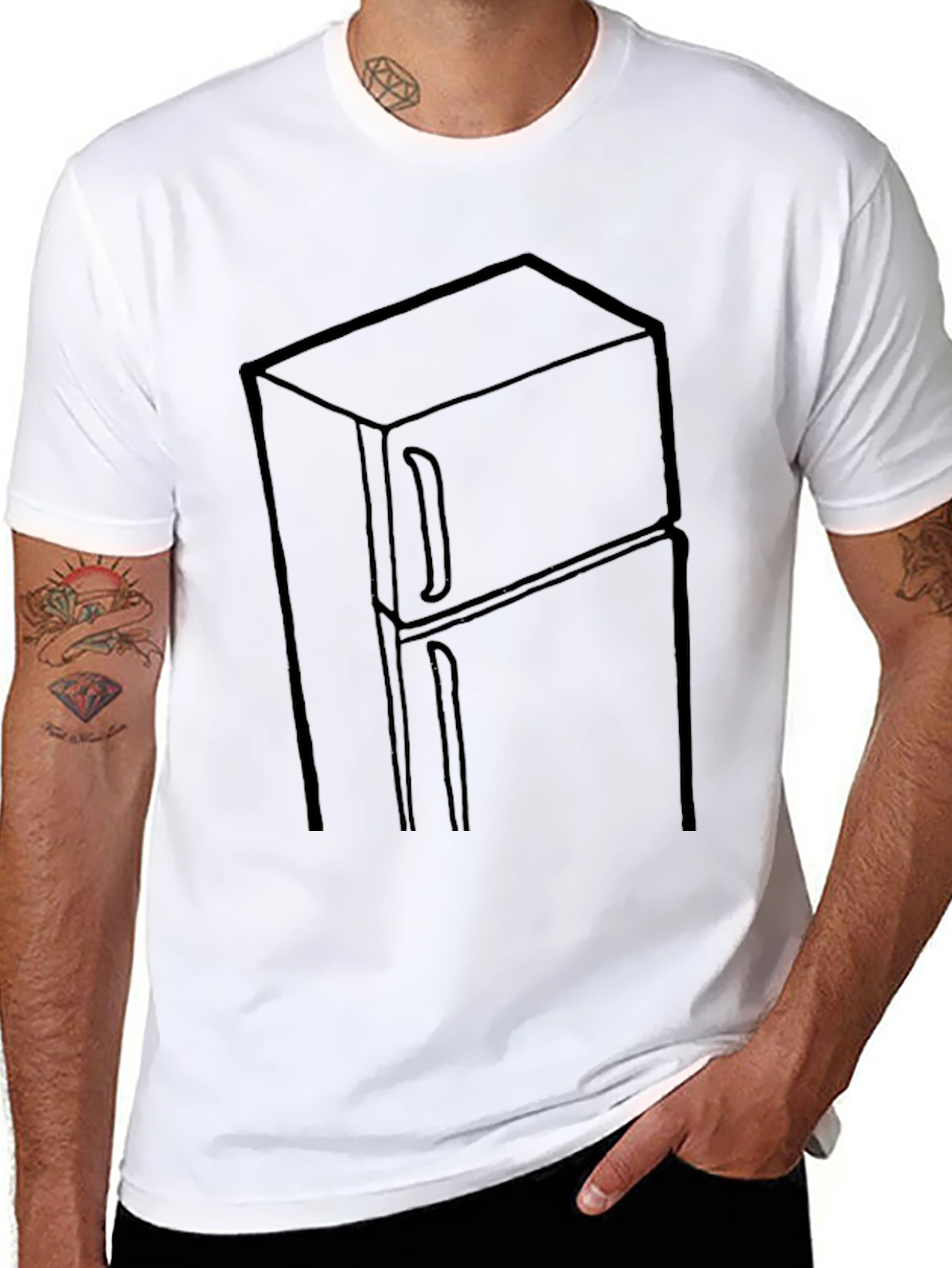 Refrigerator Outline Graphic Tee - Black