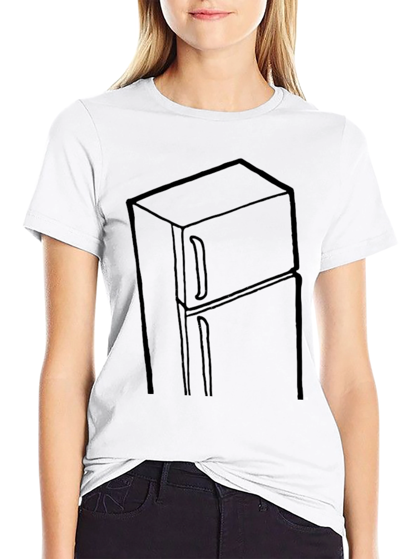Refrigerator Outline Graphic Tee - Black