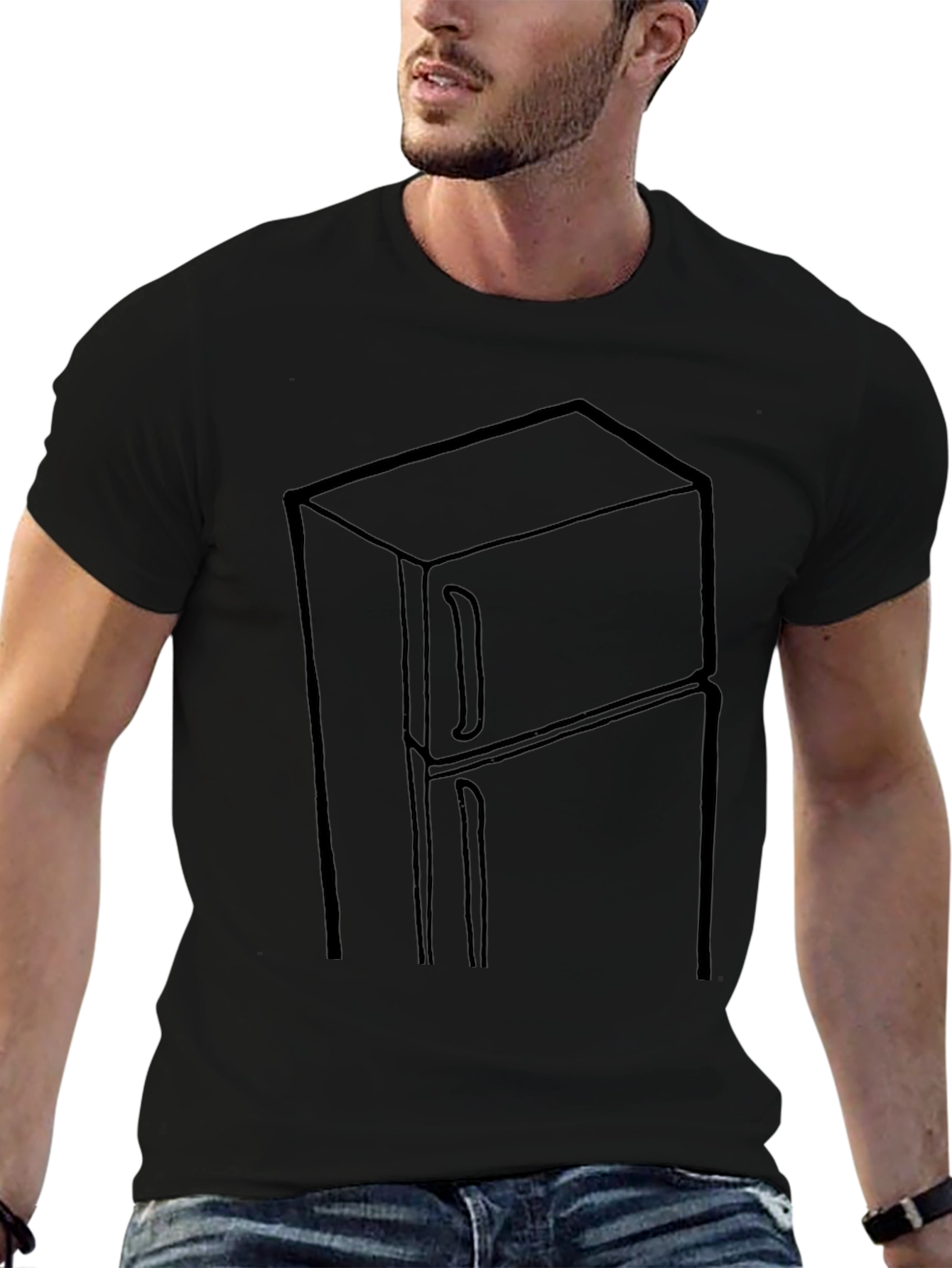 Refrigerator Outline Graphic Tee - Black
