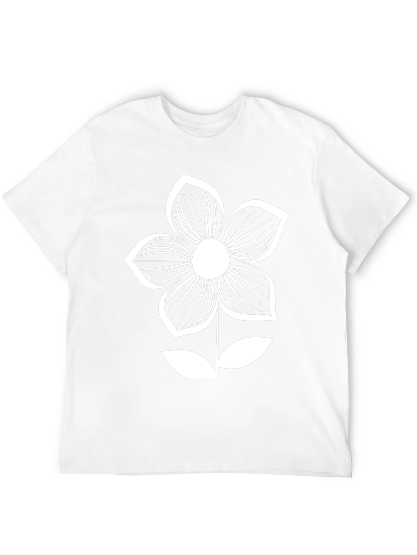 Black T-Shirt with White Flower Graphic