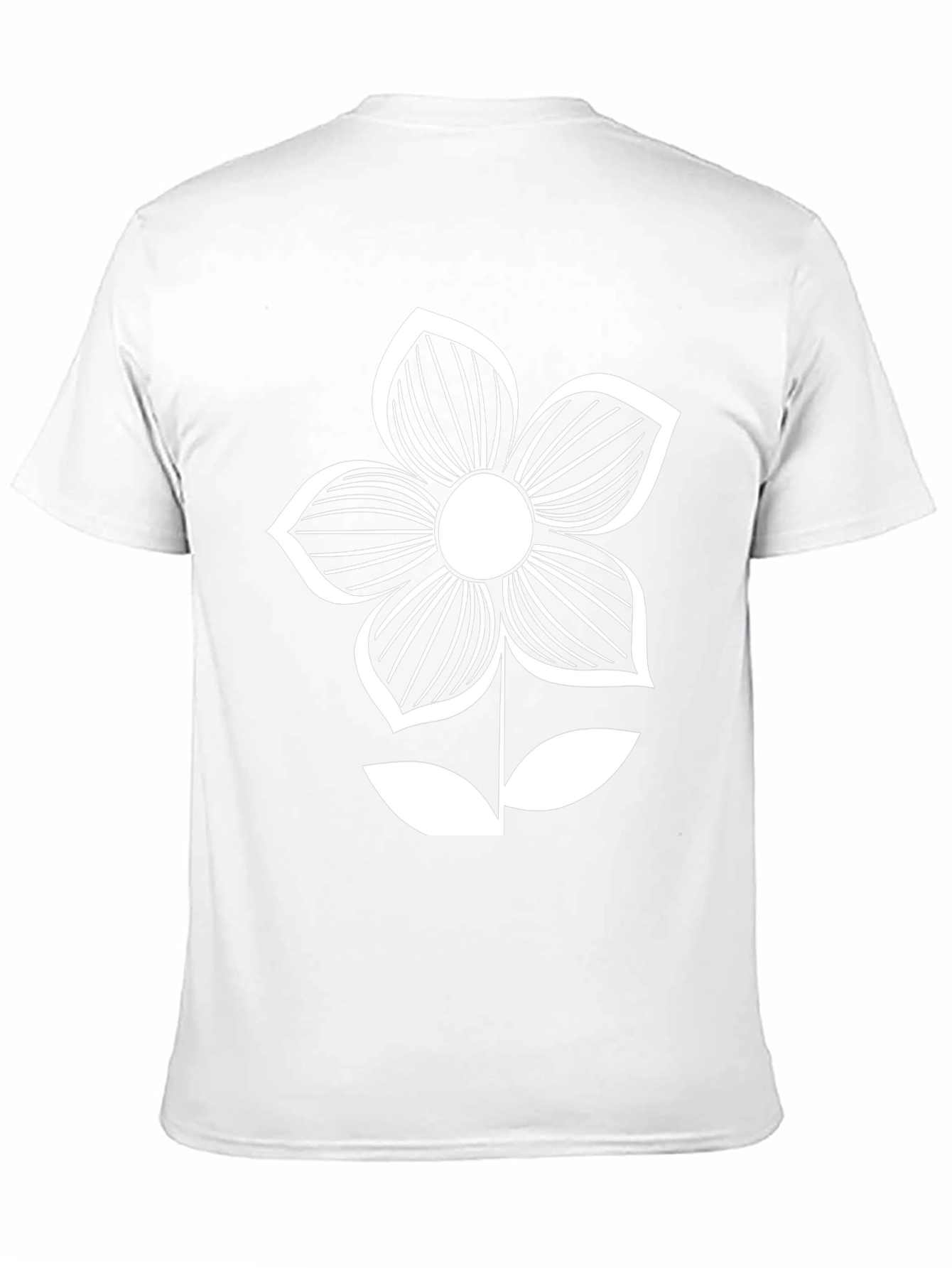 Black T-Shirt with White Flower Graphic