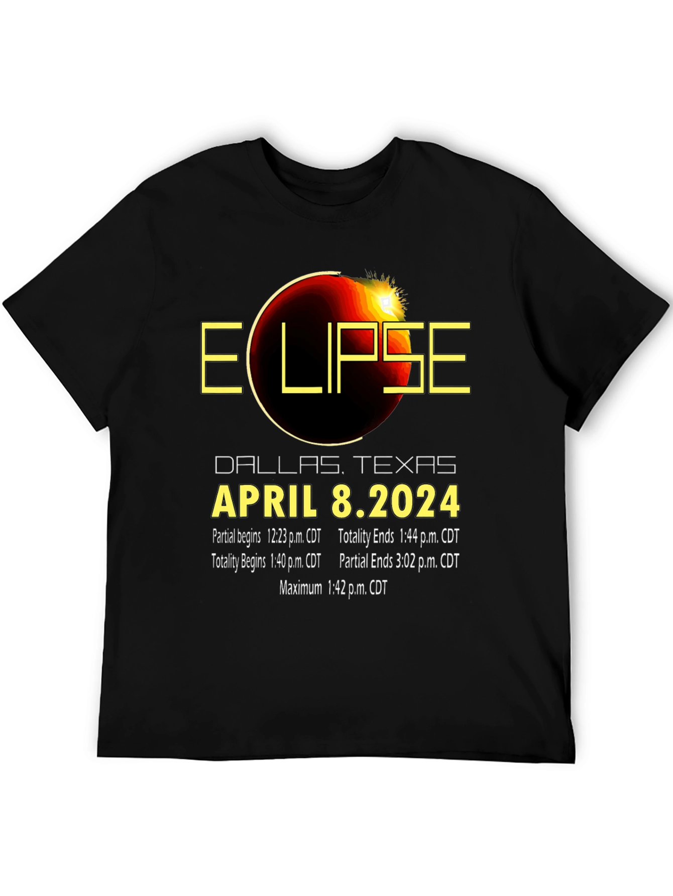 Total Solar Eclipse April 8 2024 Dallas Texas T-Shirt