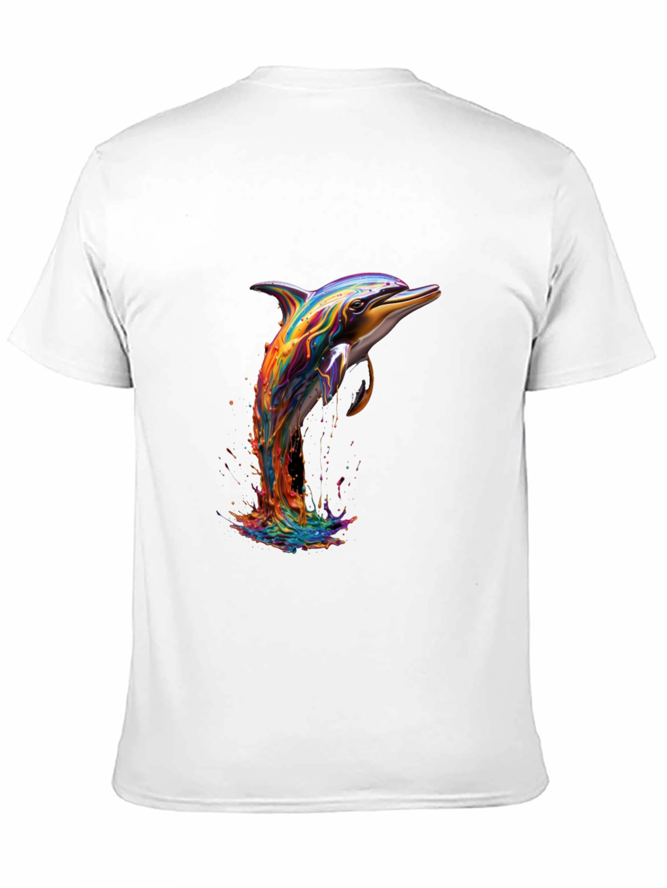 Rainbow Dolphin Graphic Tee - Stylish Mens Black T-Shirt