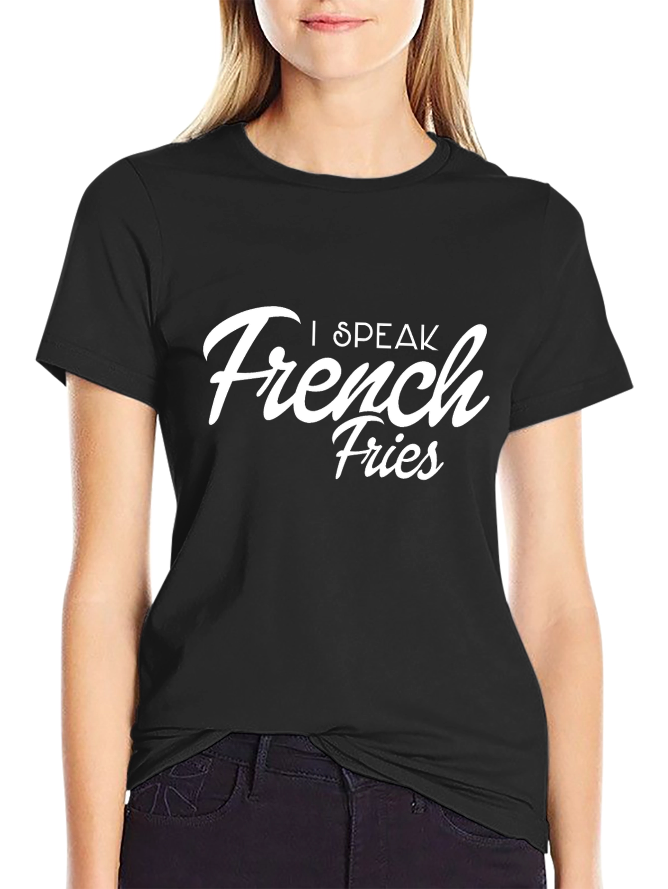 I Speak French Fries Black T-Shirt