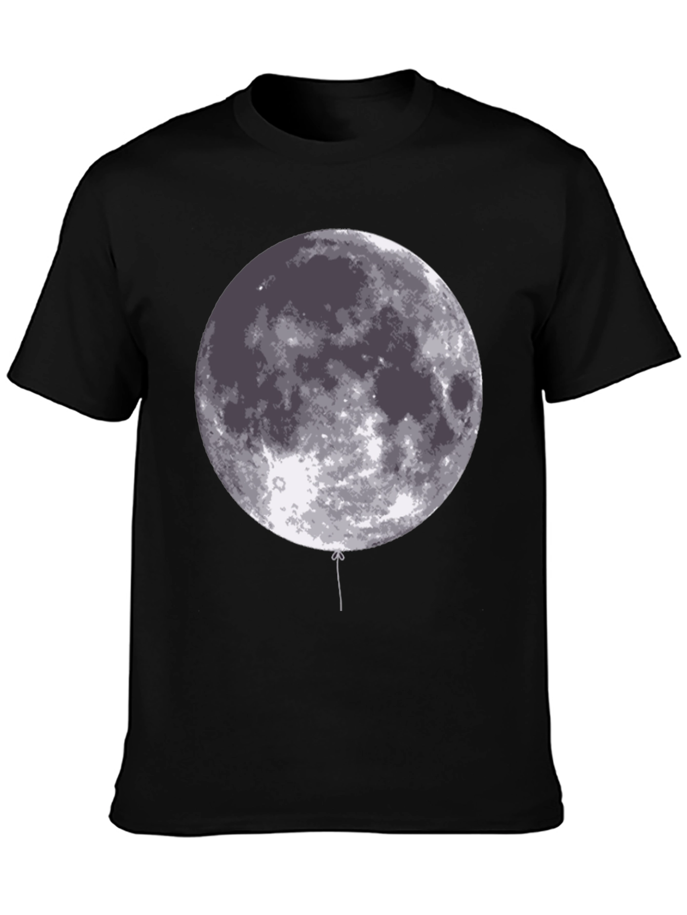 Moon Balloon Graphic Black T-Shirt