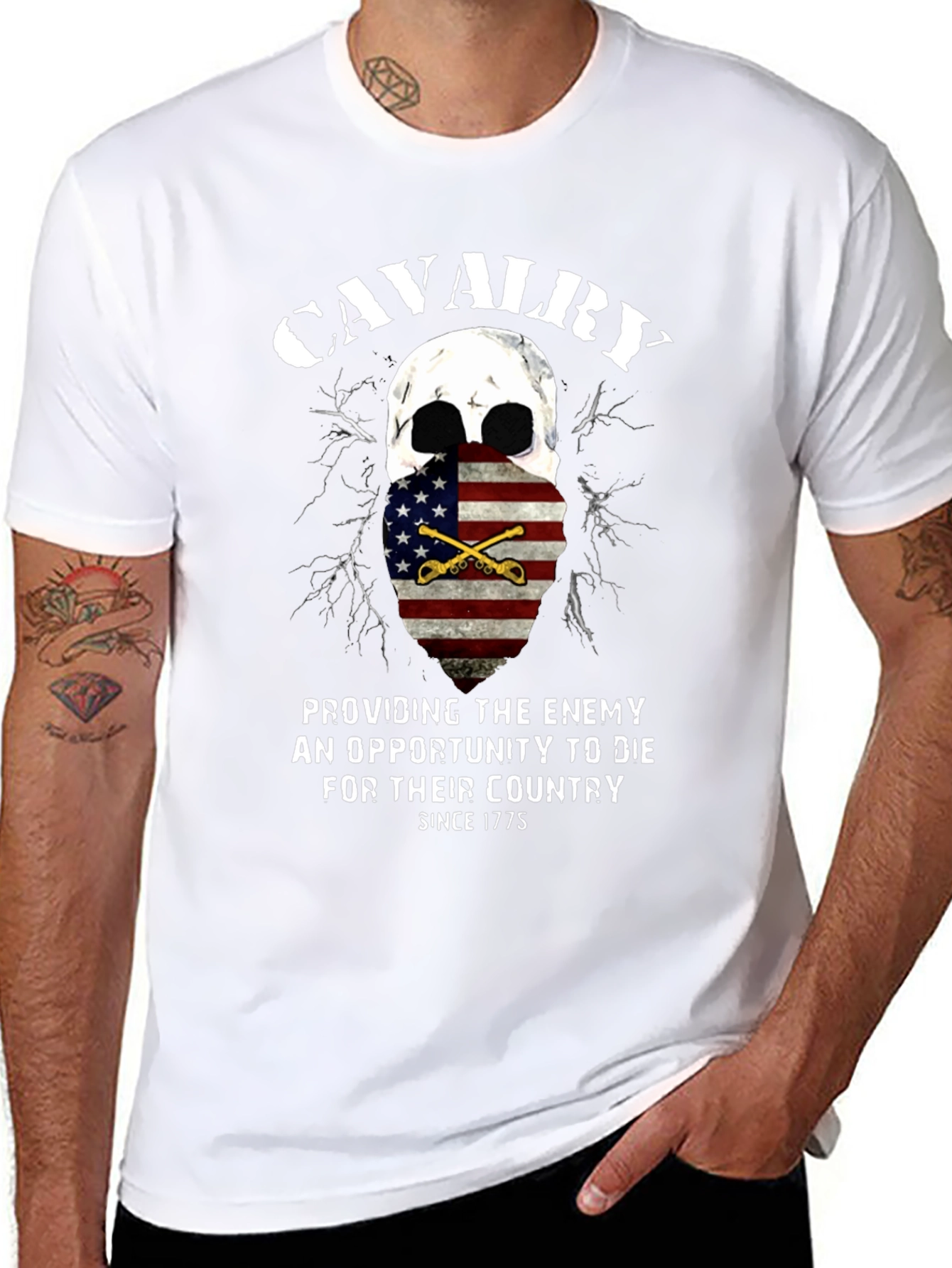 Cavalry Skull Graphic Tee - Patriotic American Pride T-Shirt