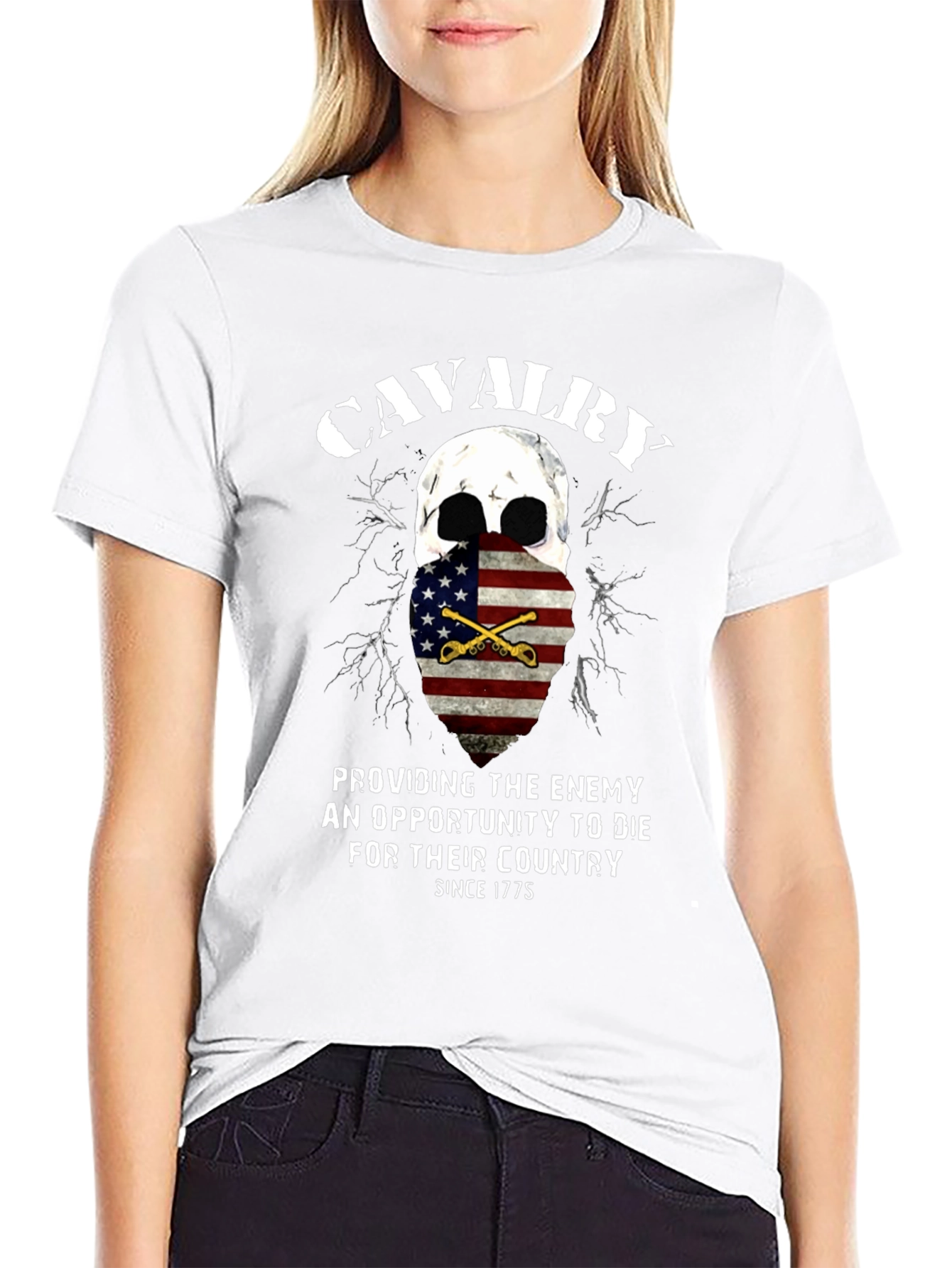 Cavalry Skull Graphic Tee - Patriotic American Pride T-Shirt
