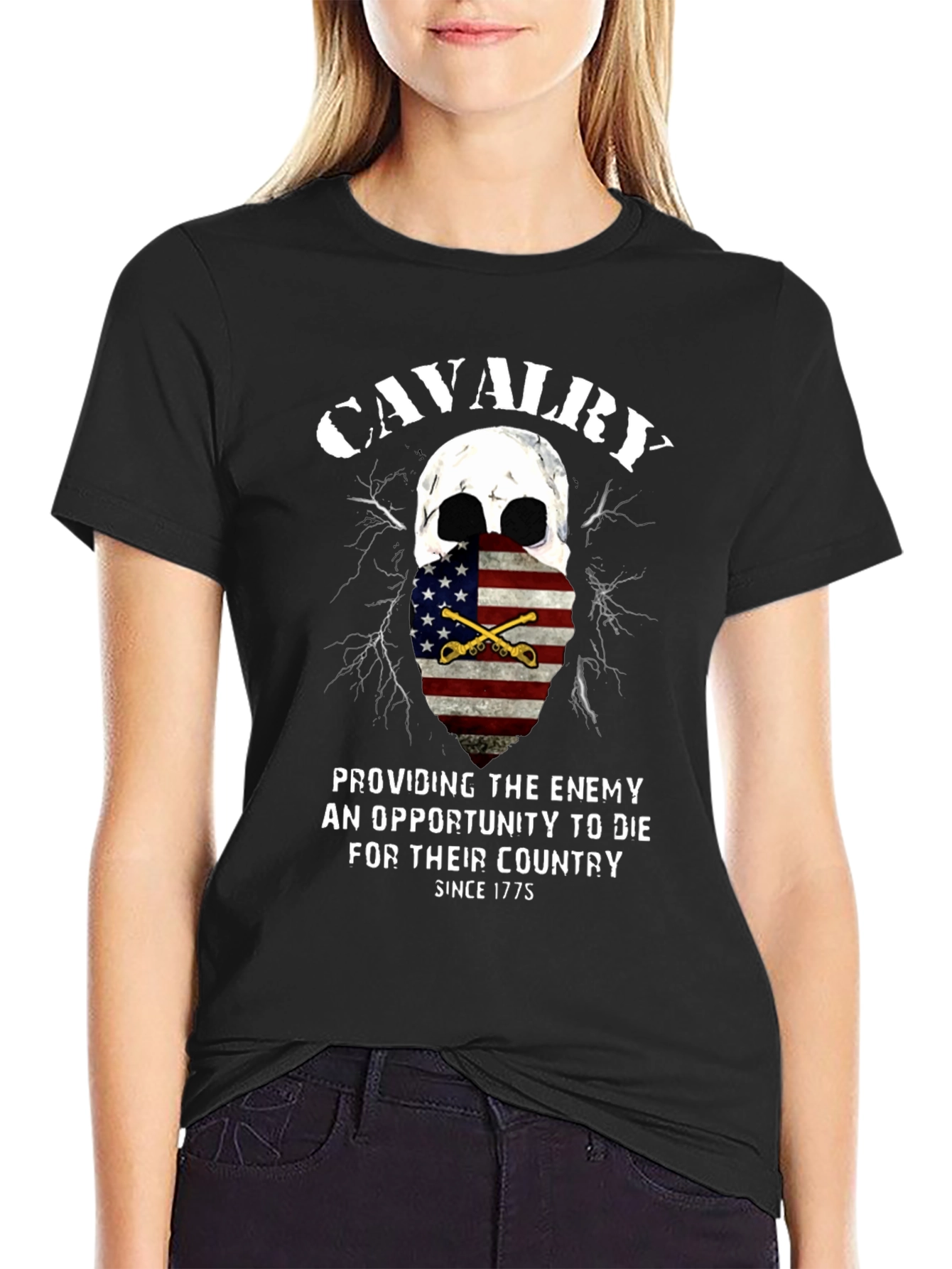 Cavalry Skull Graphic Tee - Patriotic American Pride T-Shirt