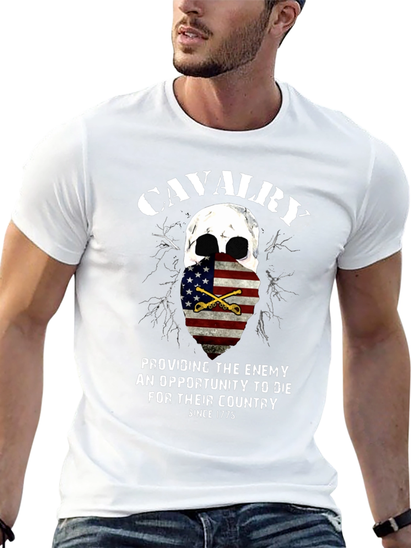 Cavalry Skull Graphic Tee - Patriotic American Pride T-Shirt