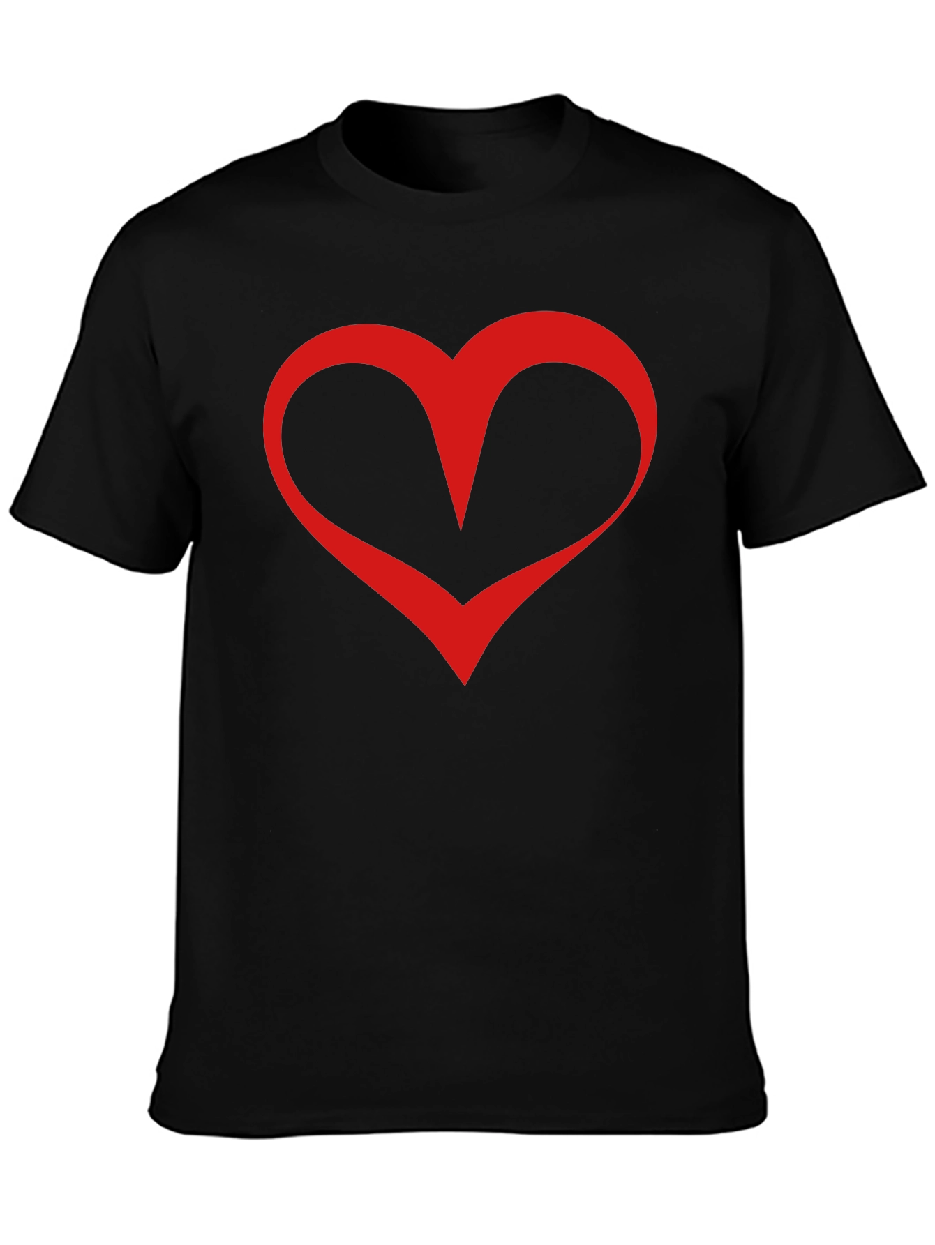 Black T-Shirt with Red Heart Graphic