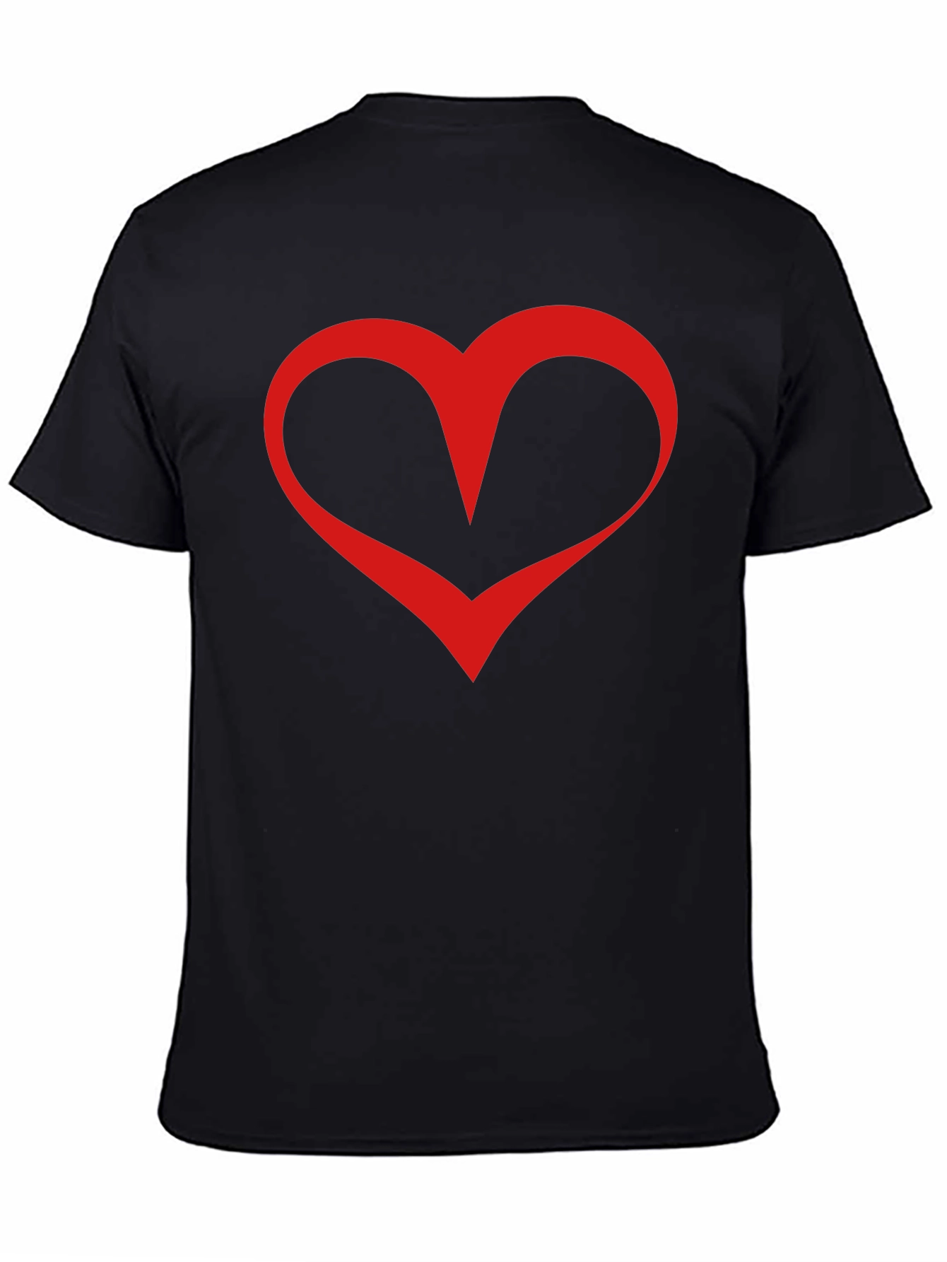 Black T-Shirt with Red Heart Graphic