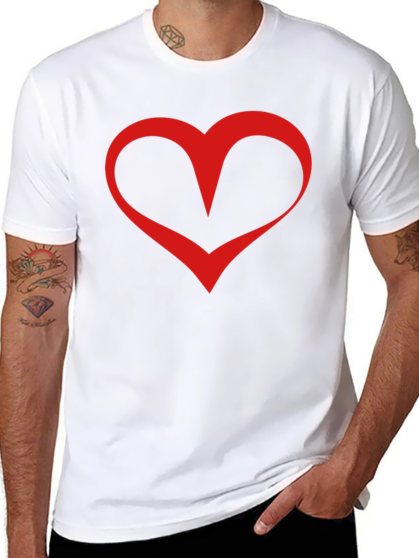 Black T-Shirt with Red Heart Graphic