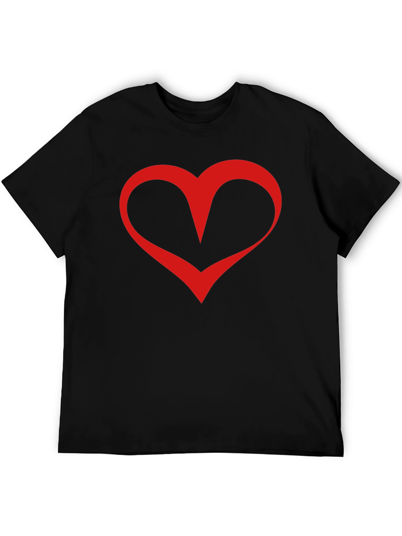 Black T-Shirt with Red Heart Graphic