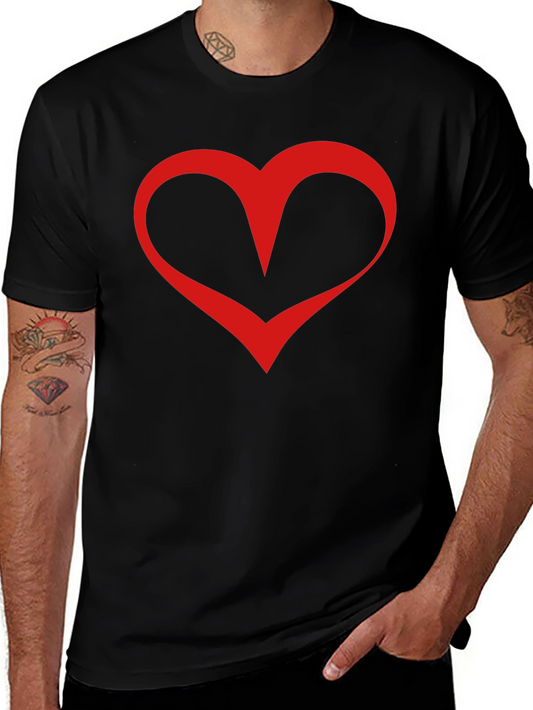 Black T-Shirt with Red Heart Graphic