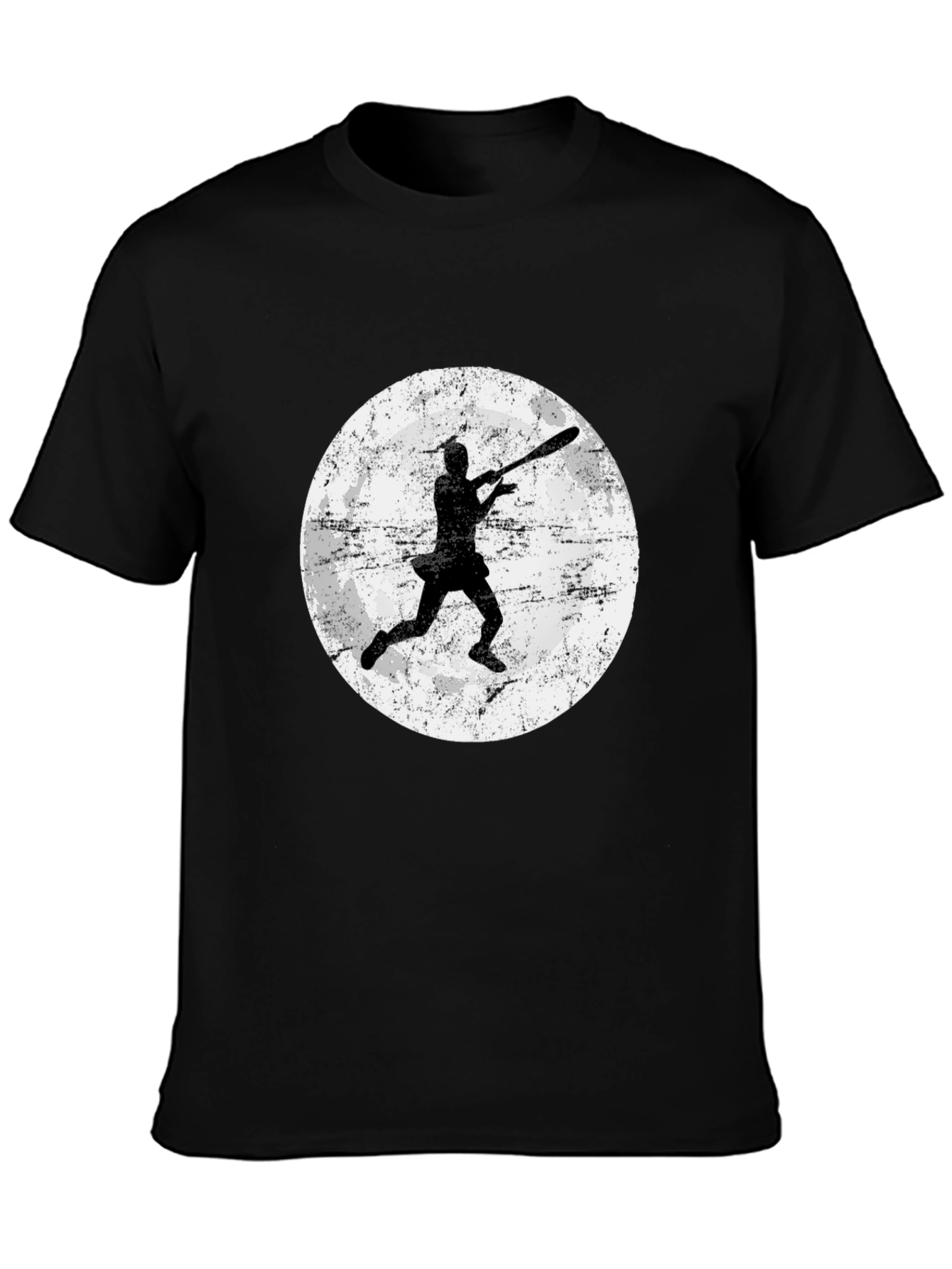 Baseball Moon Graphic Tee - Black Cotton Shirt