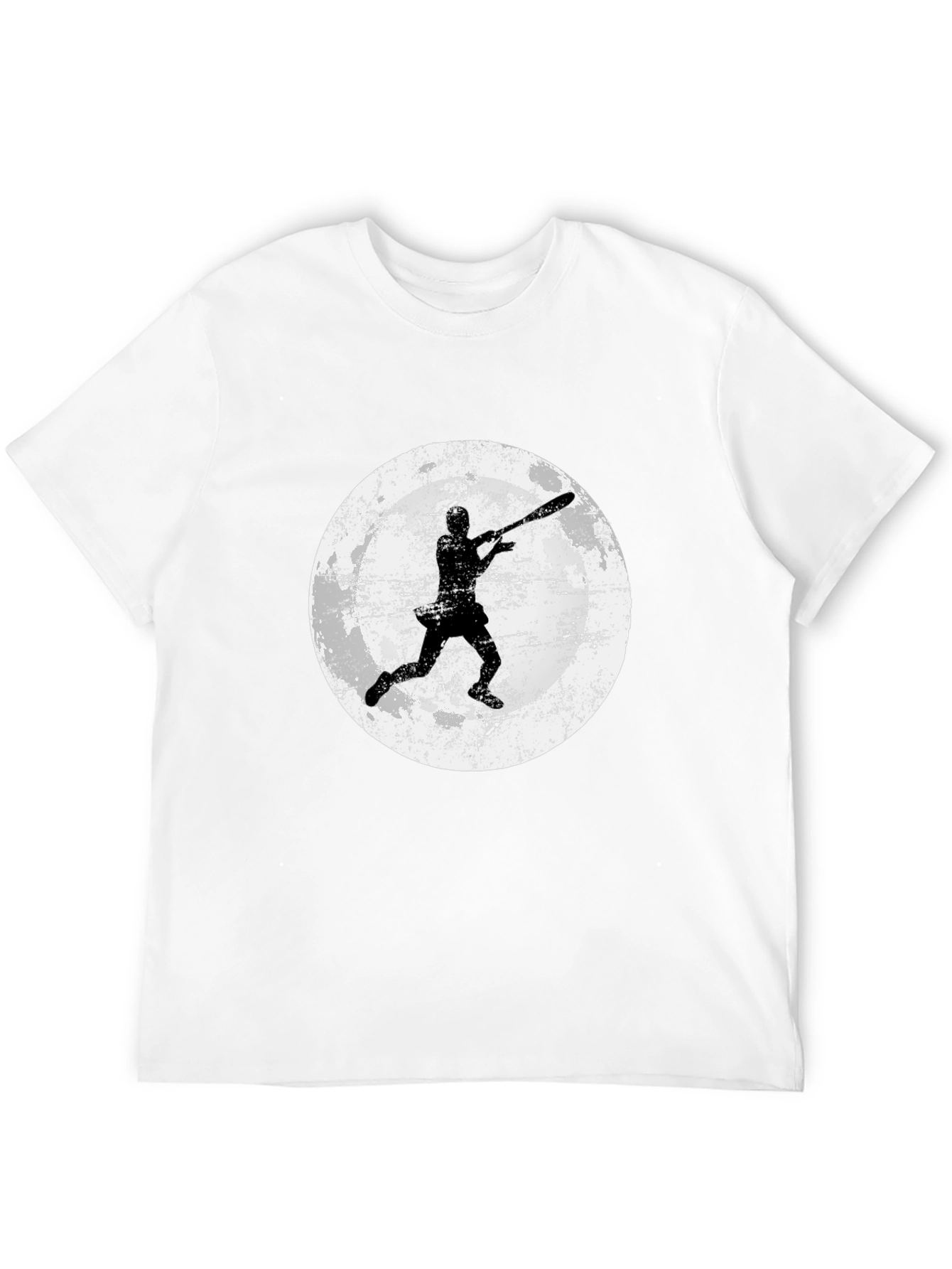 Baseball Moon Graphic Tee - Black Cotton Shirt