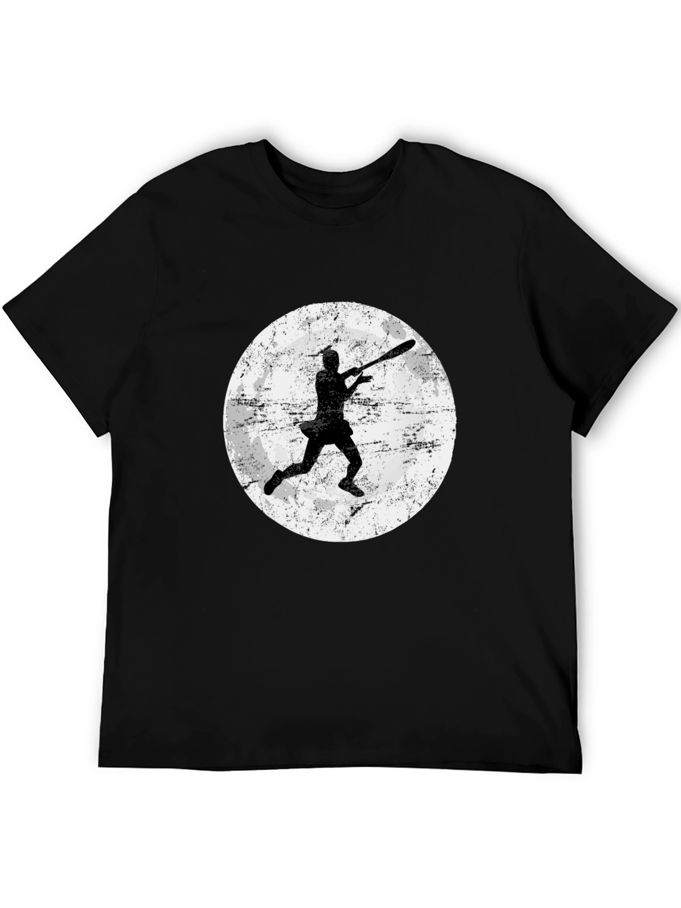 Baseball Moon Graphic Tee - Black Cotton Shirt
