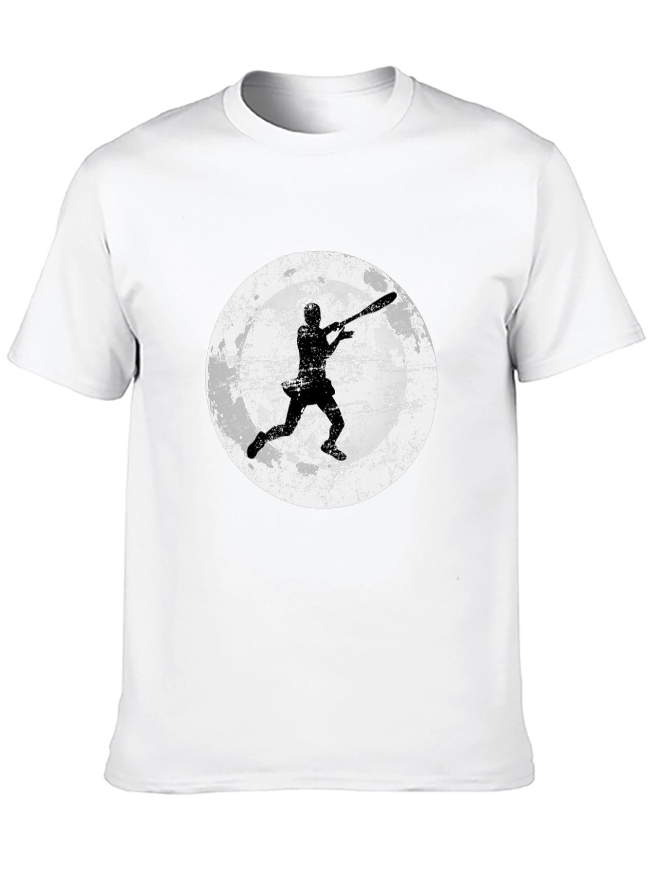 Baseball Moon Graphic Tee - Black Cotton Shirt