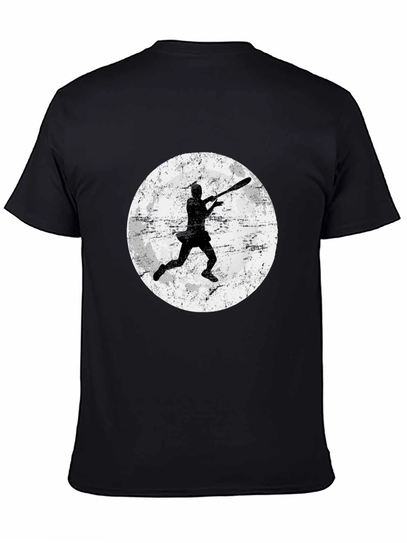 Baseball Moon Graphic Tee - Black Cotton Shirt
