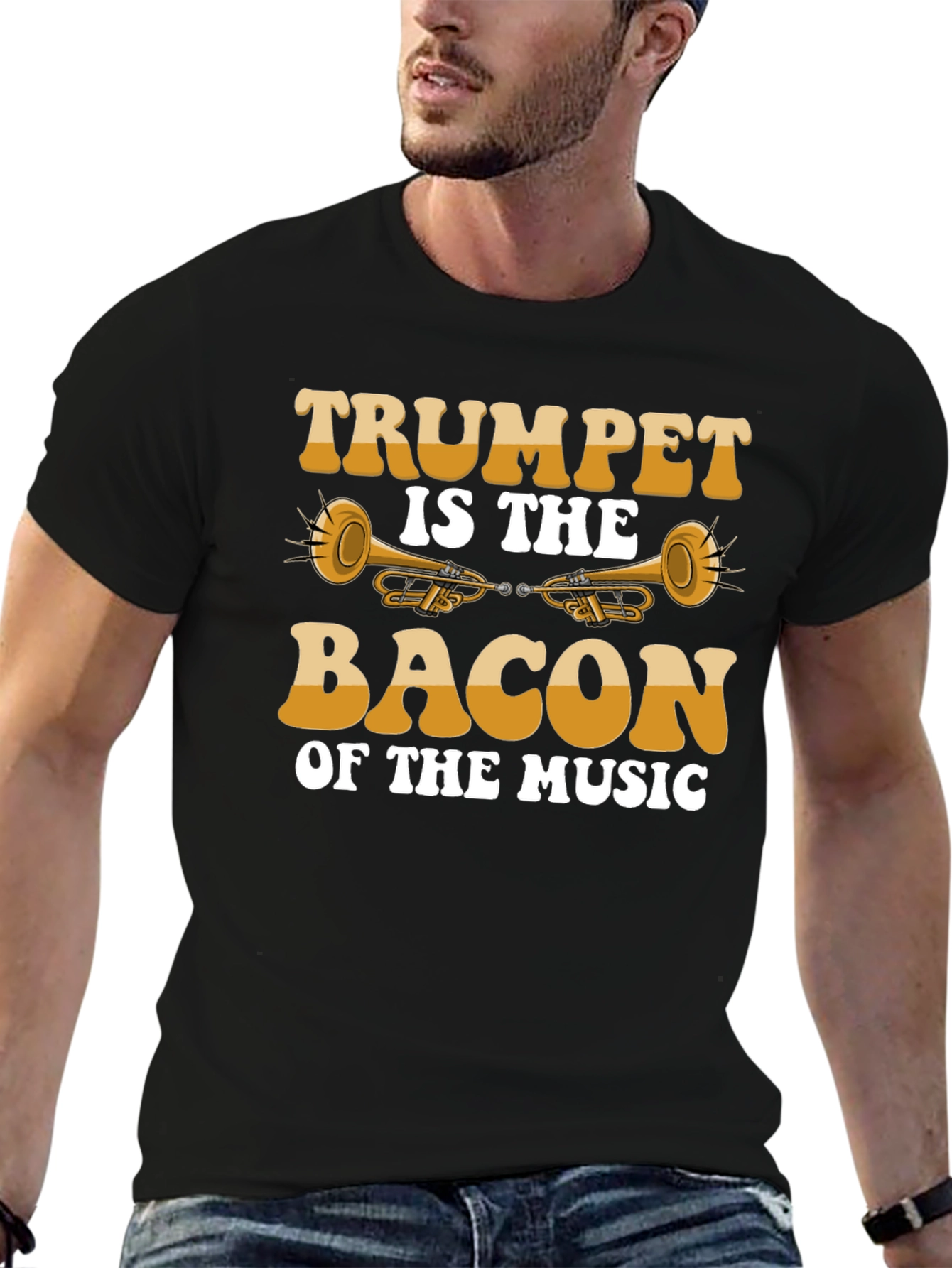 Trumpet is the Bacon of Music Black T-Shirt