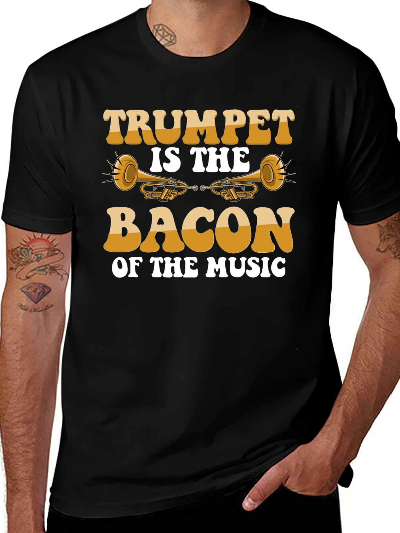 Trumpet is the Bacon of Music Black T-Shirt