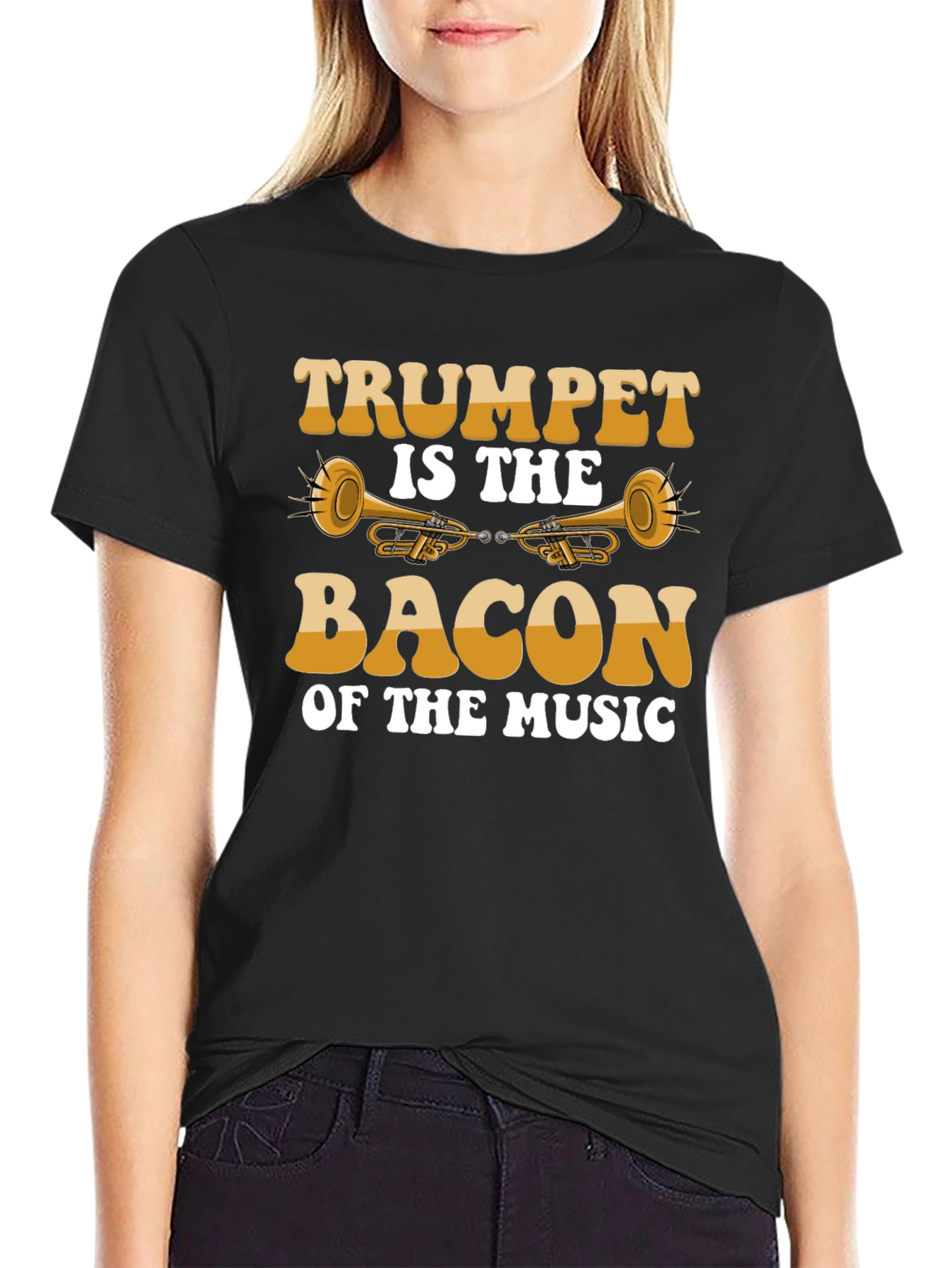 Trumpet is the Bacon of Music Black T-Shirt