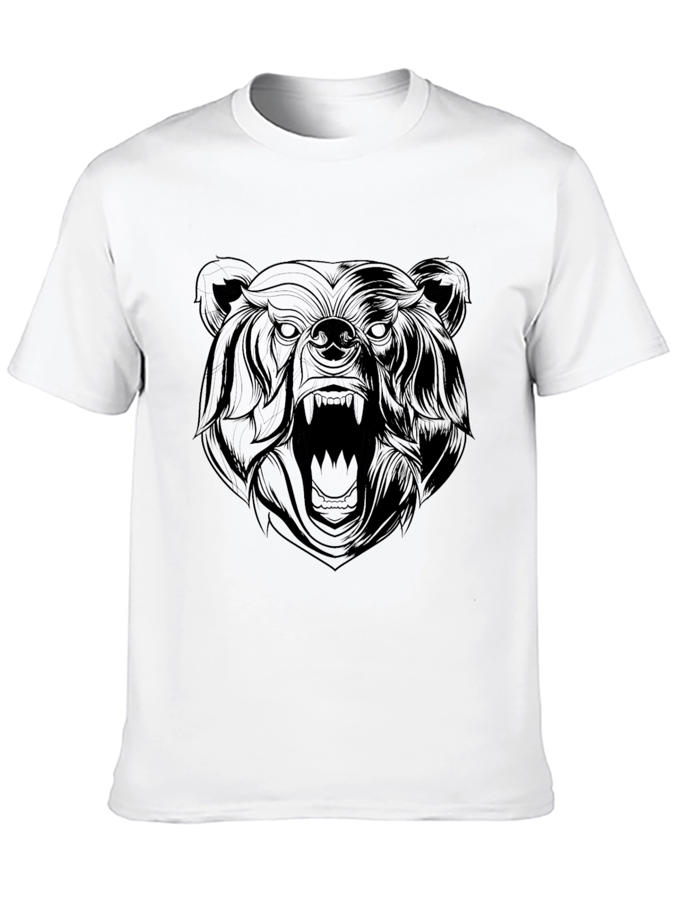 Mens Black Graphic Tee - Roaring Bear Design