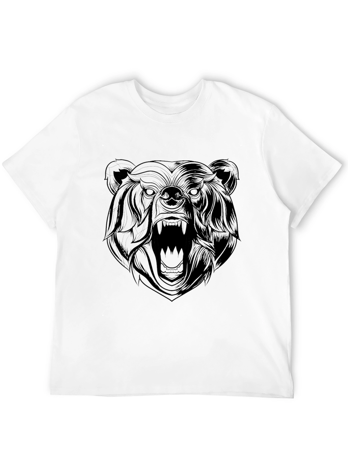 Mens Black Graphic Tee - Roaring Bear Design