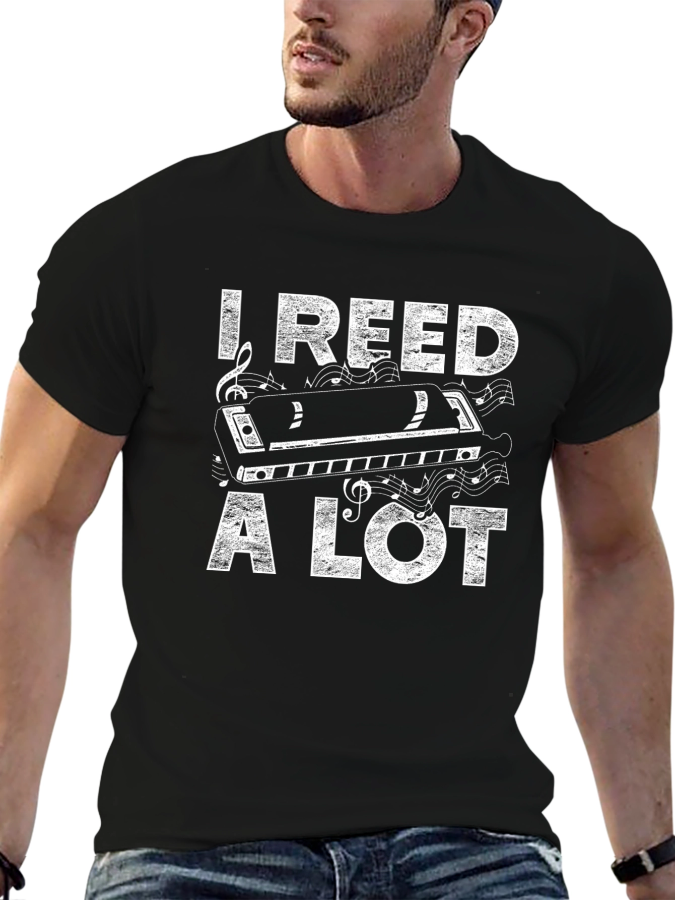 I Reed A Lot Harmonica Graphic T-Shirt