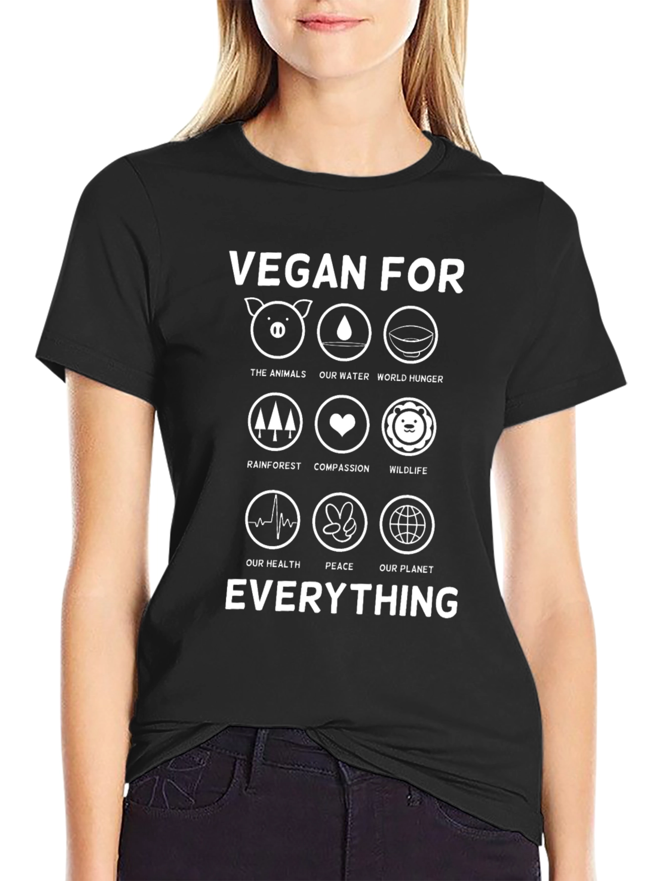 Vegan For Everything Black Graphic Tee