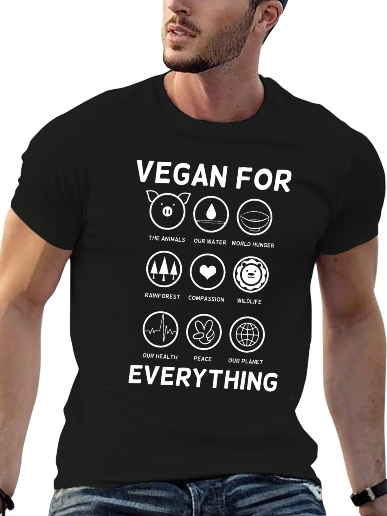 Vegan For Everything Black Graphic Tee