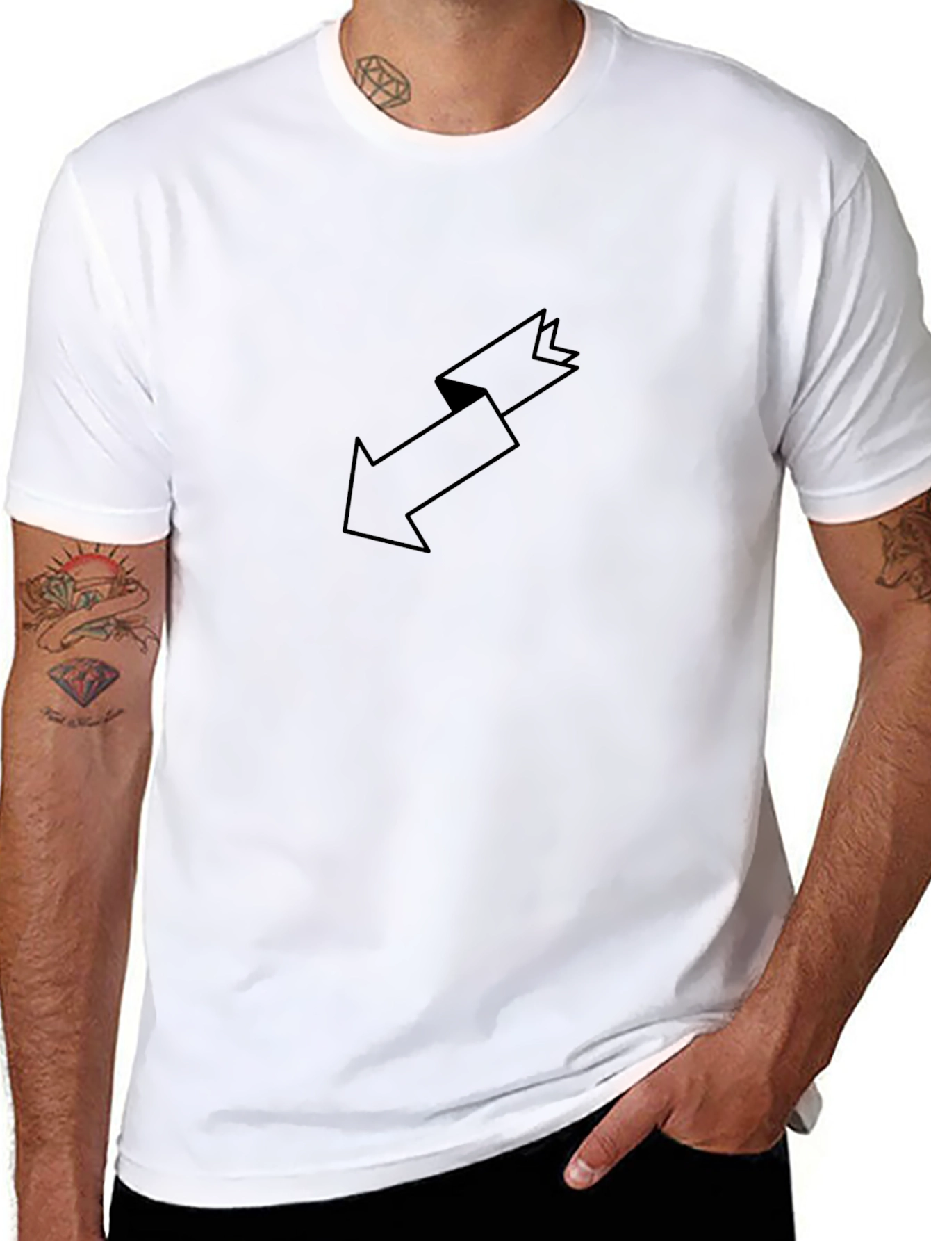 Black Arrow Ribbon Graphic Tee - Stylish Casual Wear