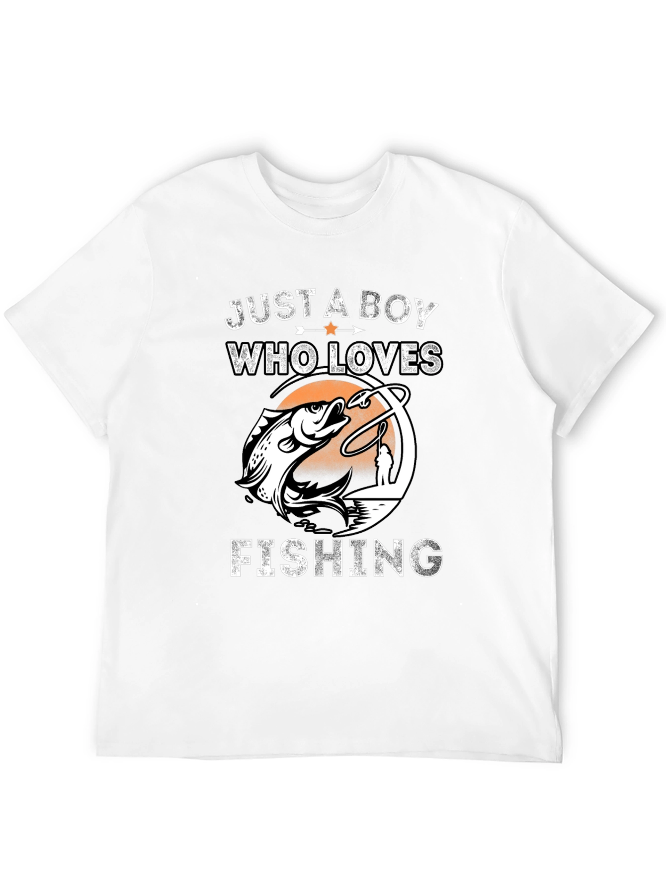 Boy Who Loves Fishing Graphic Tee - Black