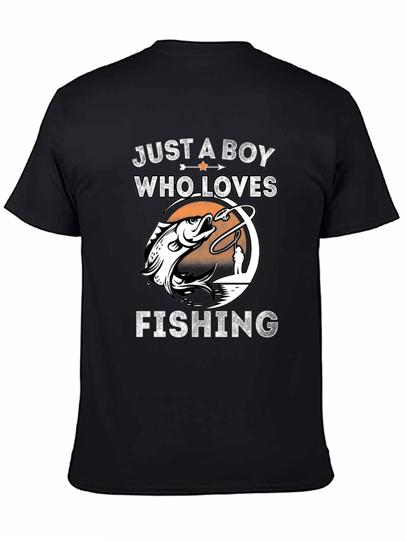 Boy Who Loves Fishing Graphic Tee - Black