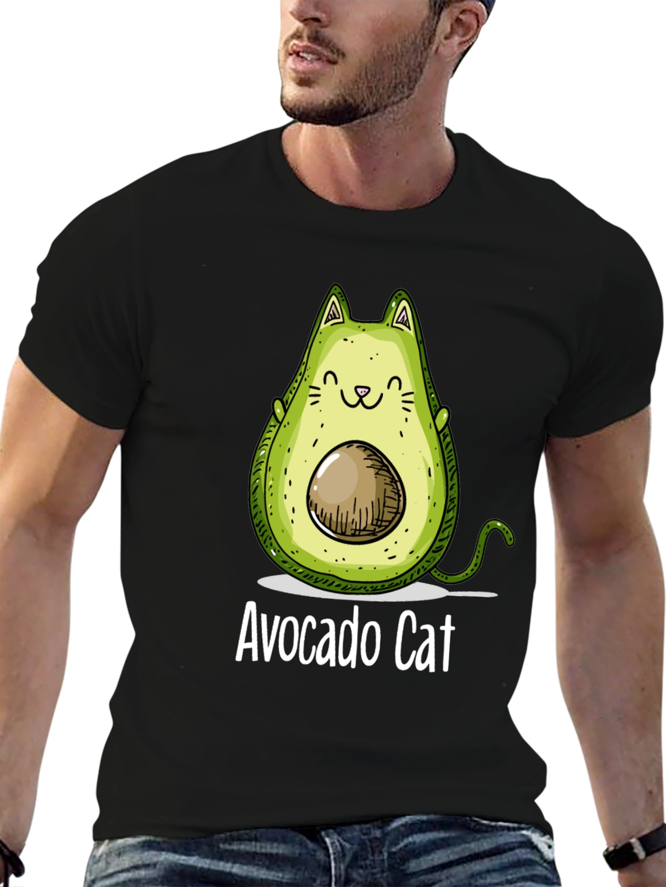 Avocado Cat Graphic Tee - Unique & Funny T-Shirt