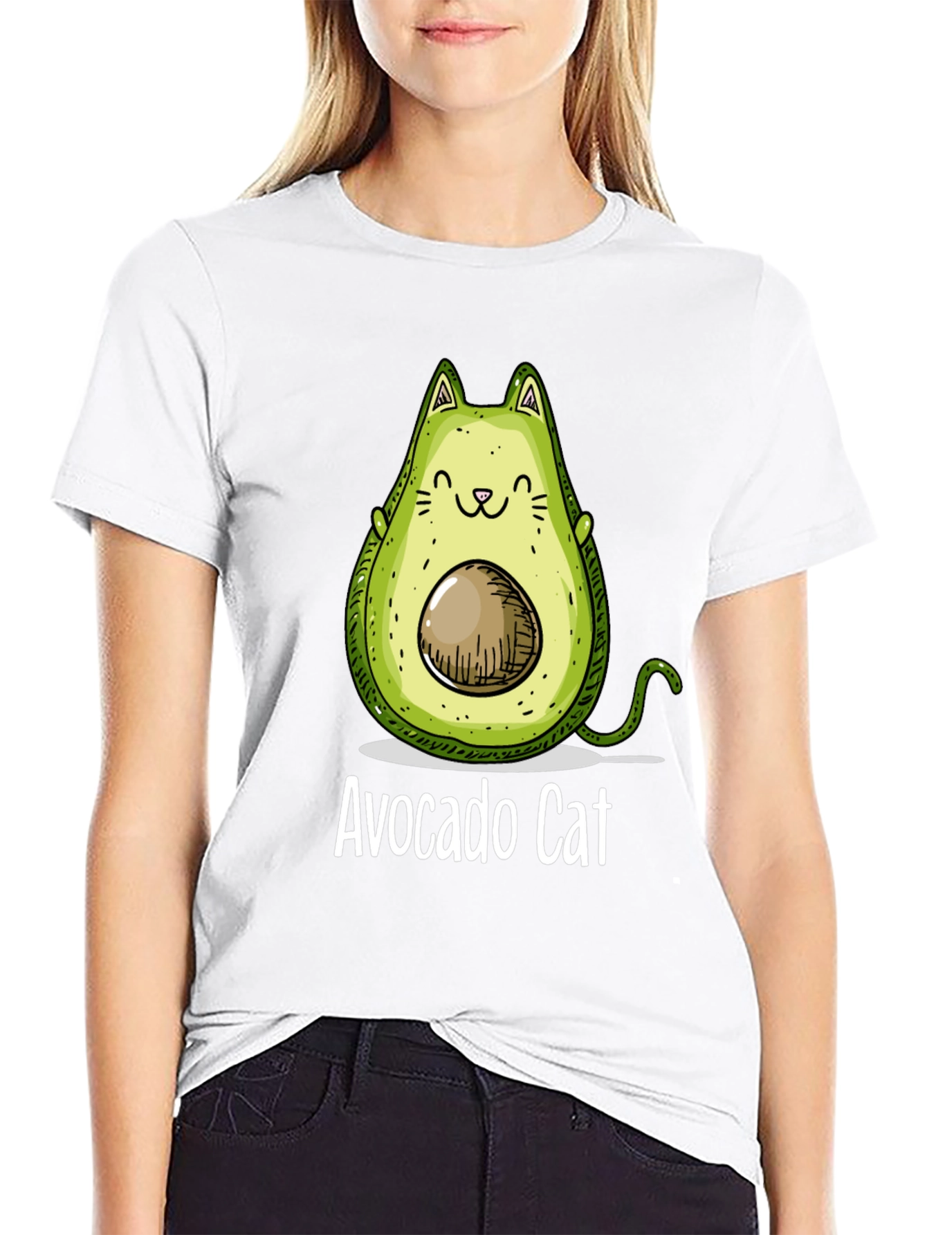 Avocado Cat Graphic Tee - Unique & Funny T-Shirt