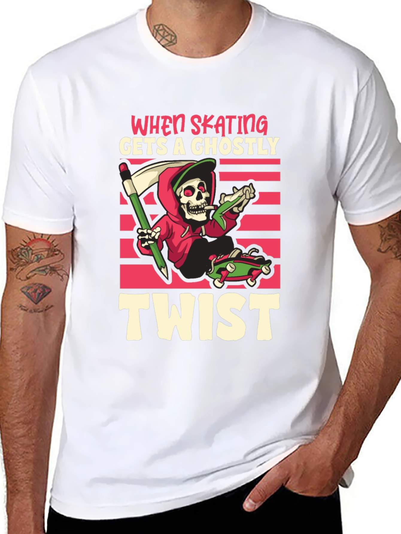 Skateboarding Grim Reaper T-Shirt: Ghostly Twist