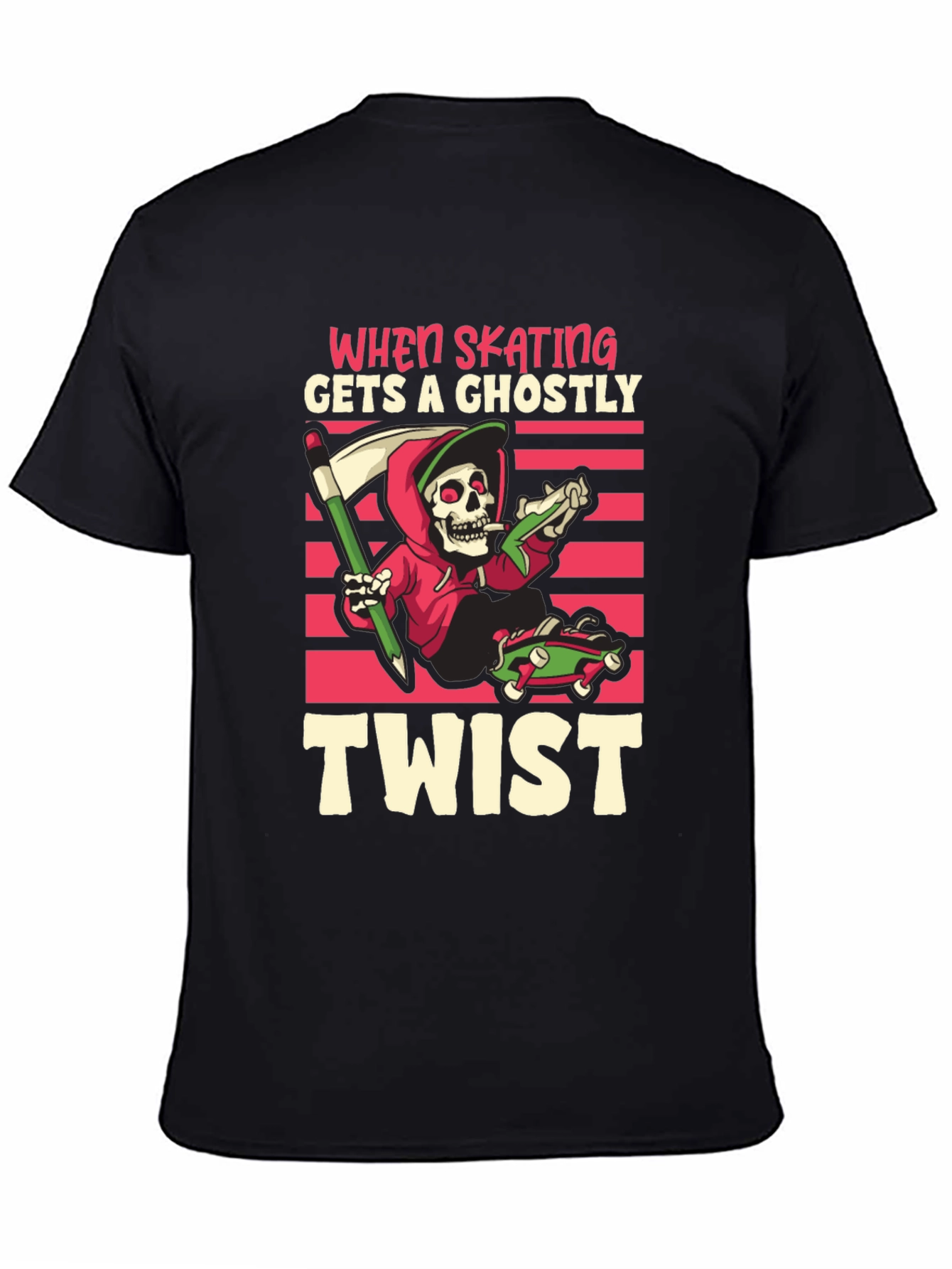 Skateboarding Grim Reaper T-Shirt: Ghostly Twist