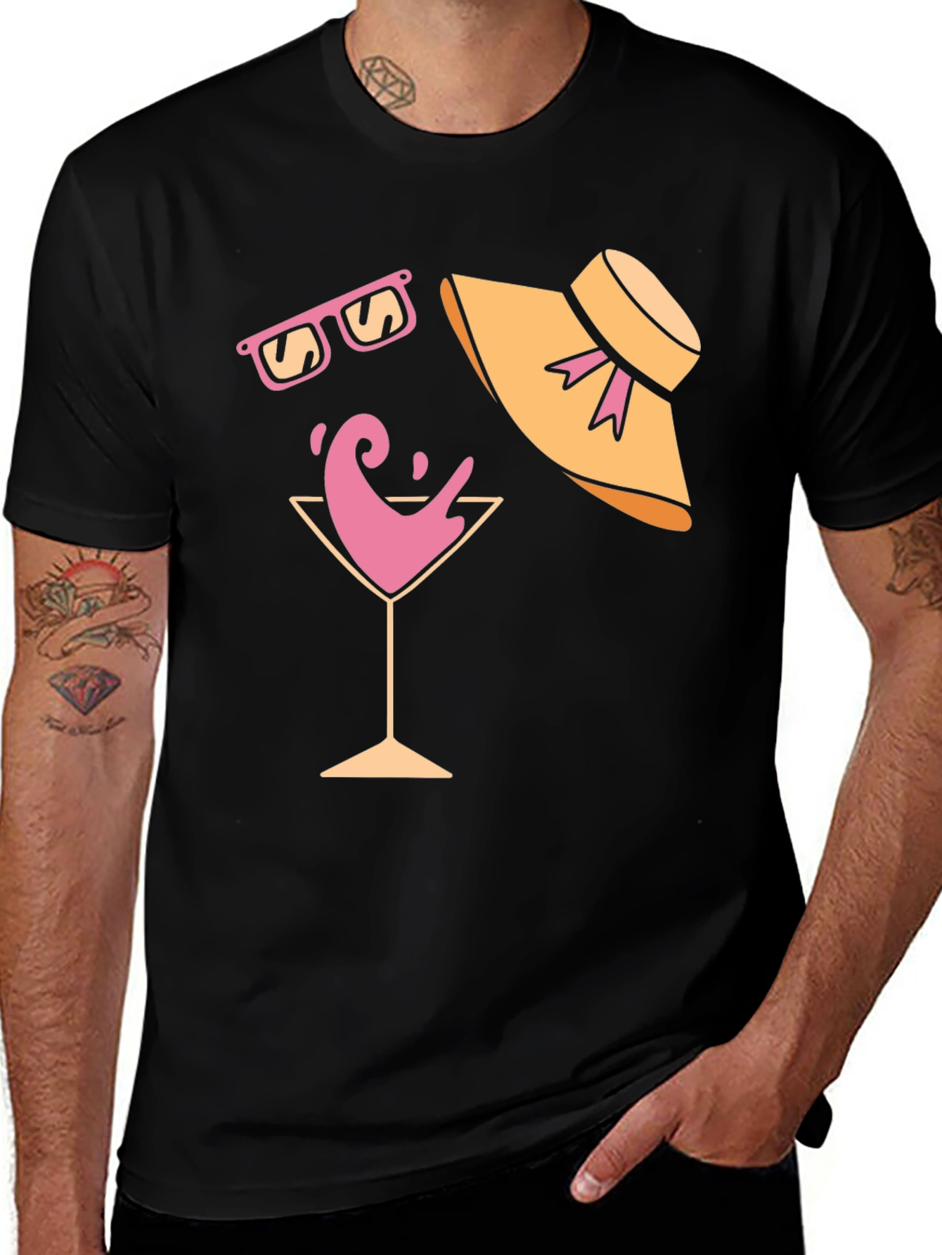 Summer Fun Graphic Tee - Martini Sunglasses & Hat