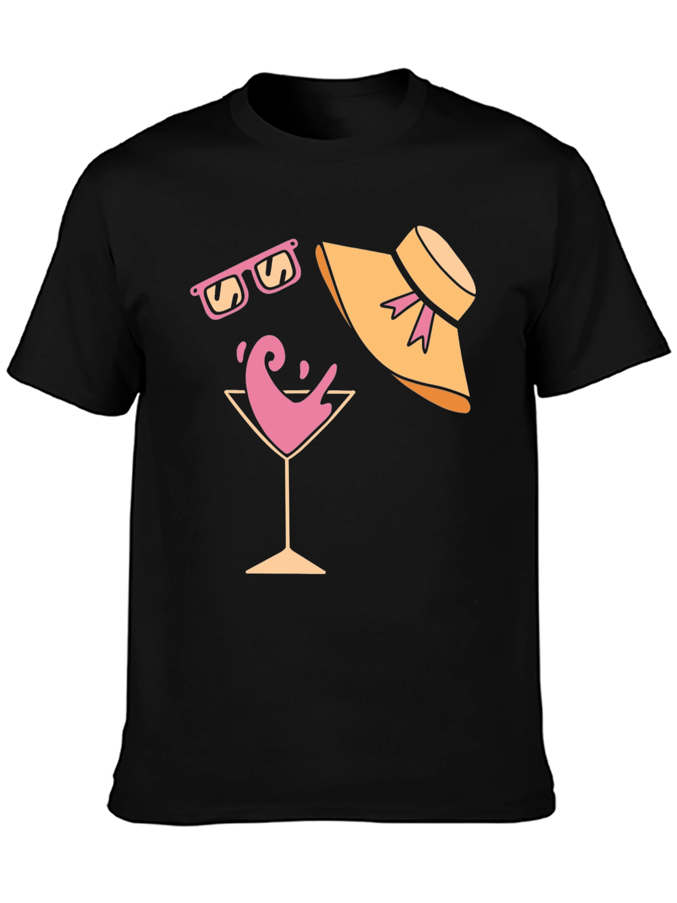 Summer Fun Graphic Tee - Martini Sunglasses & Hat