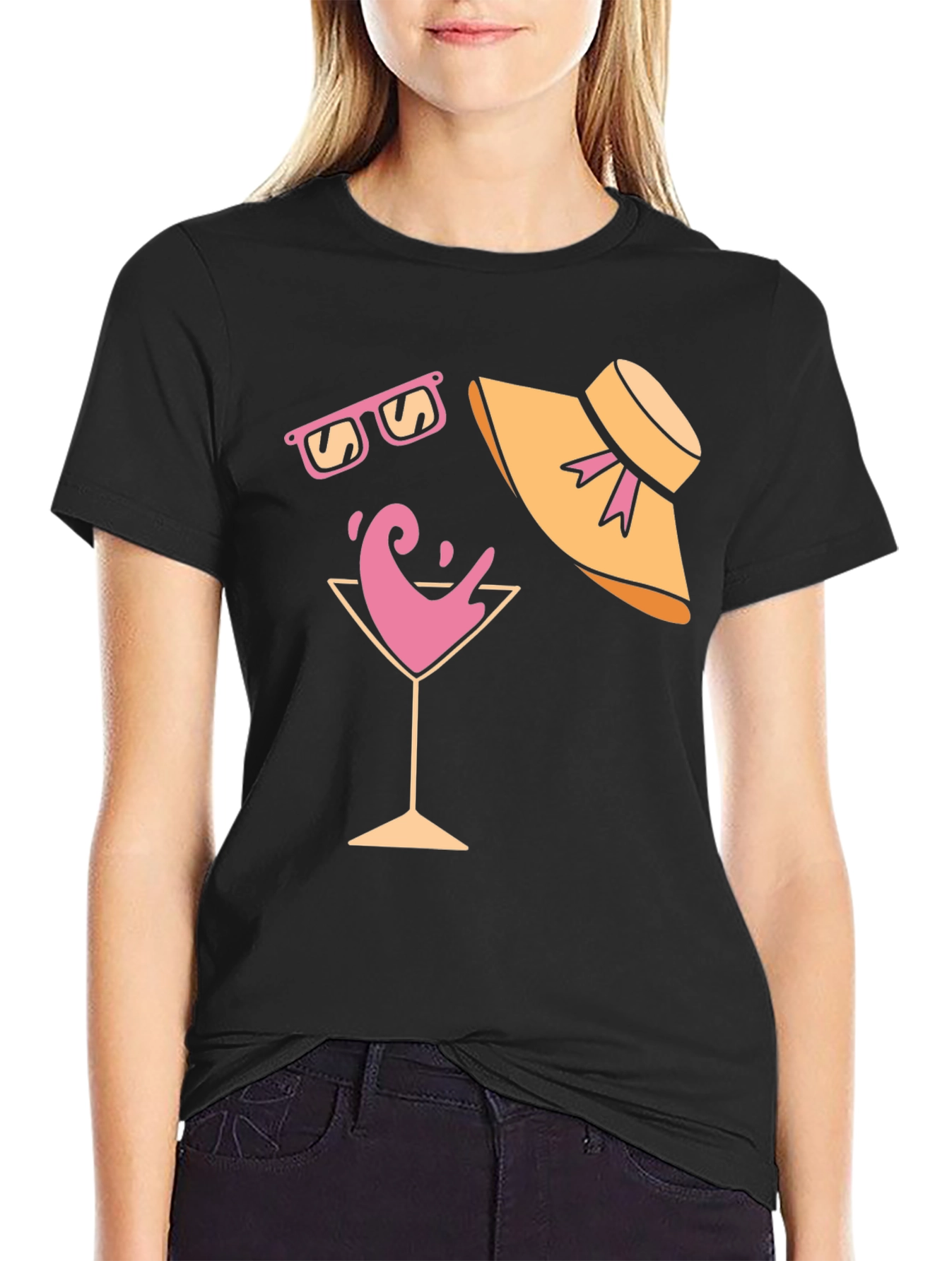 Summer Fun Graphic Tee - Martini Sunglasses & Hat