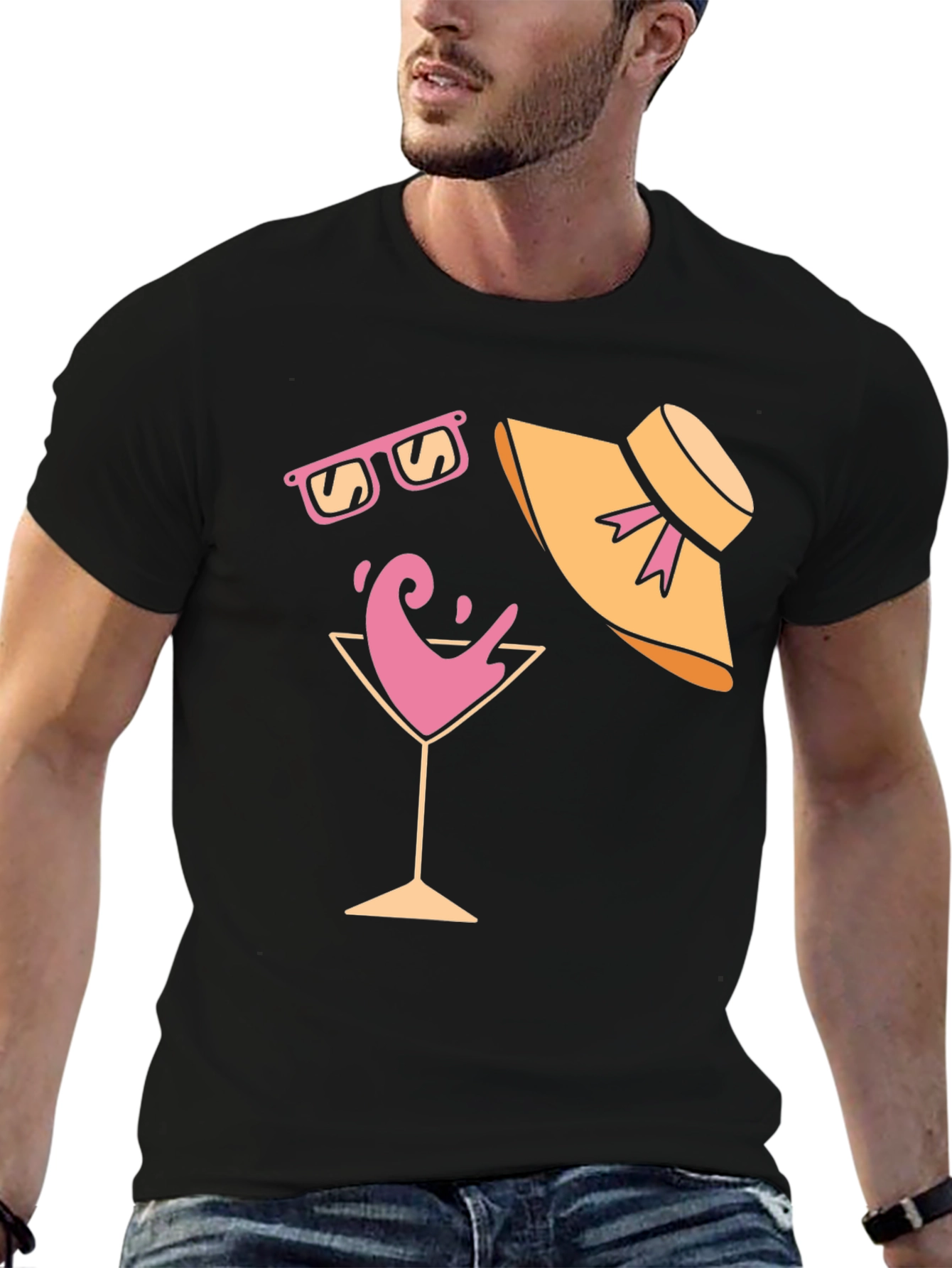 Summer Fun Graphic Tee - Martini Sunglasses & Hat