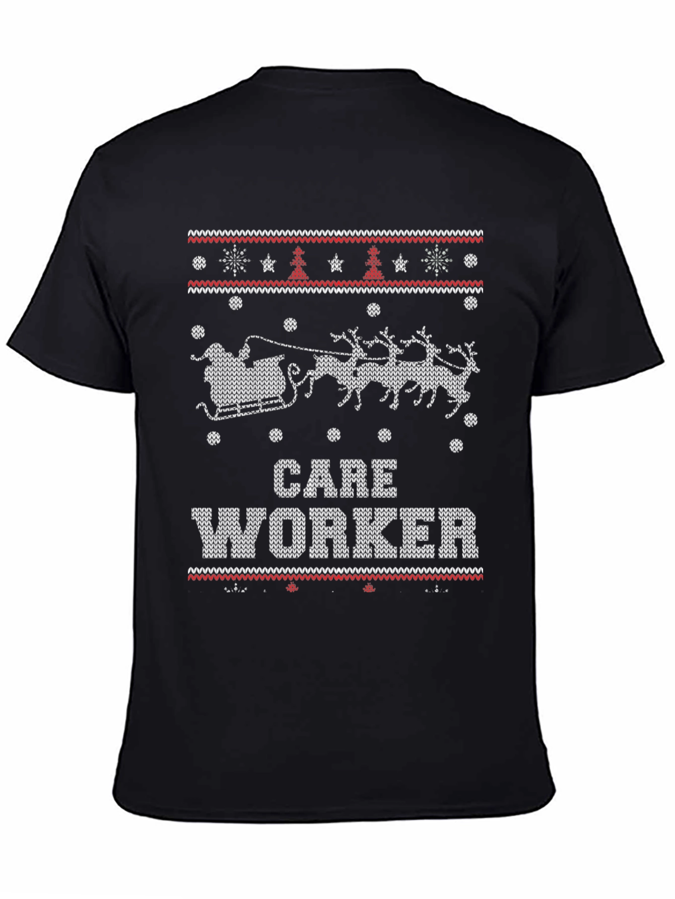 Care Worker Christmas Sweater Pattern T-Shirt