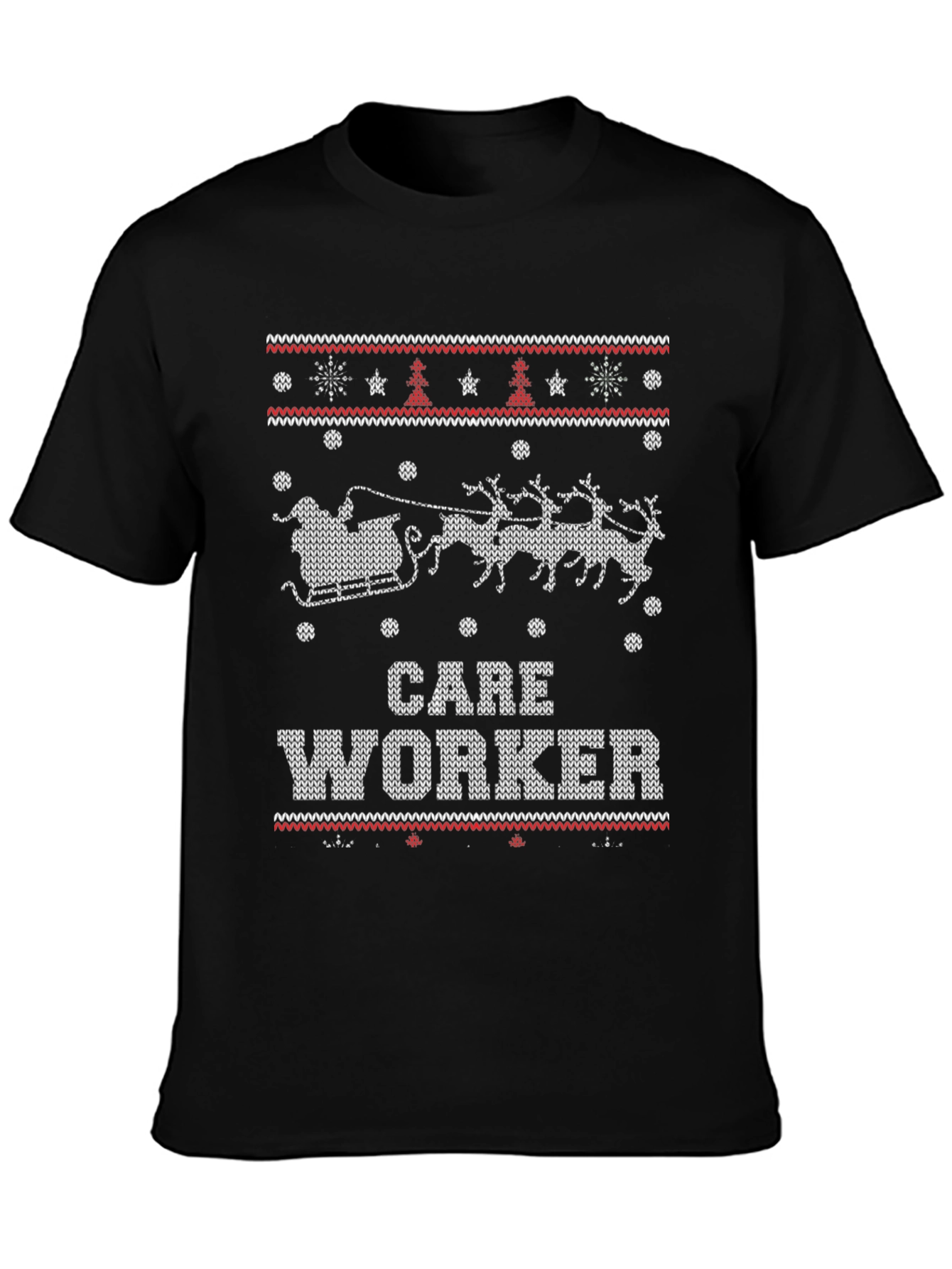 Care Worker Christmas Sweater Pattern T-Shirt