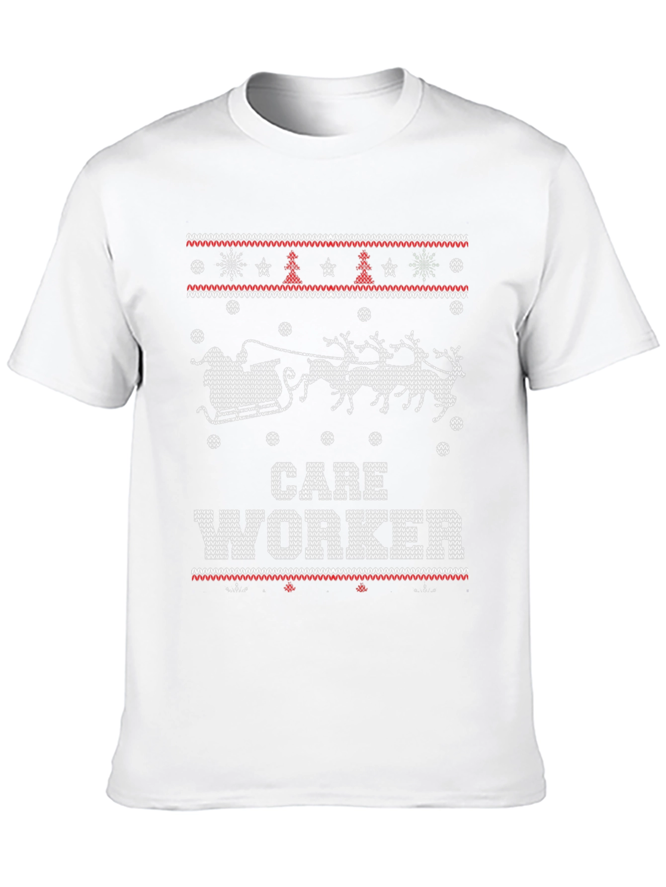 Care Worker Christmas Sweater Pattern T-Shirt