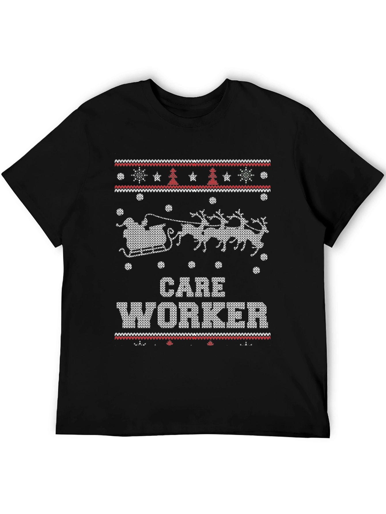 Care Worker Christmas Sweater Pattern T-Shirt